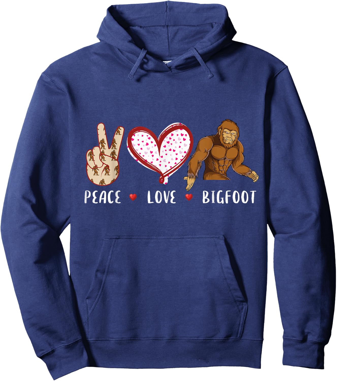 Peace Love Bigfoot camping women kids Sasquatch Hoodie - Hoodie | Navy