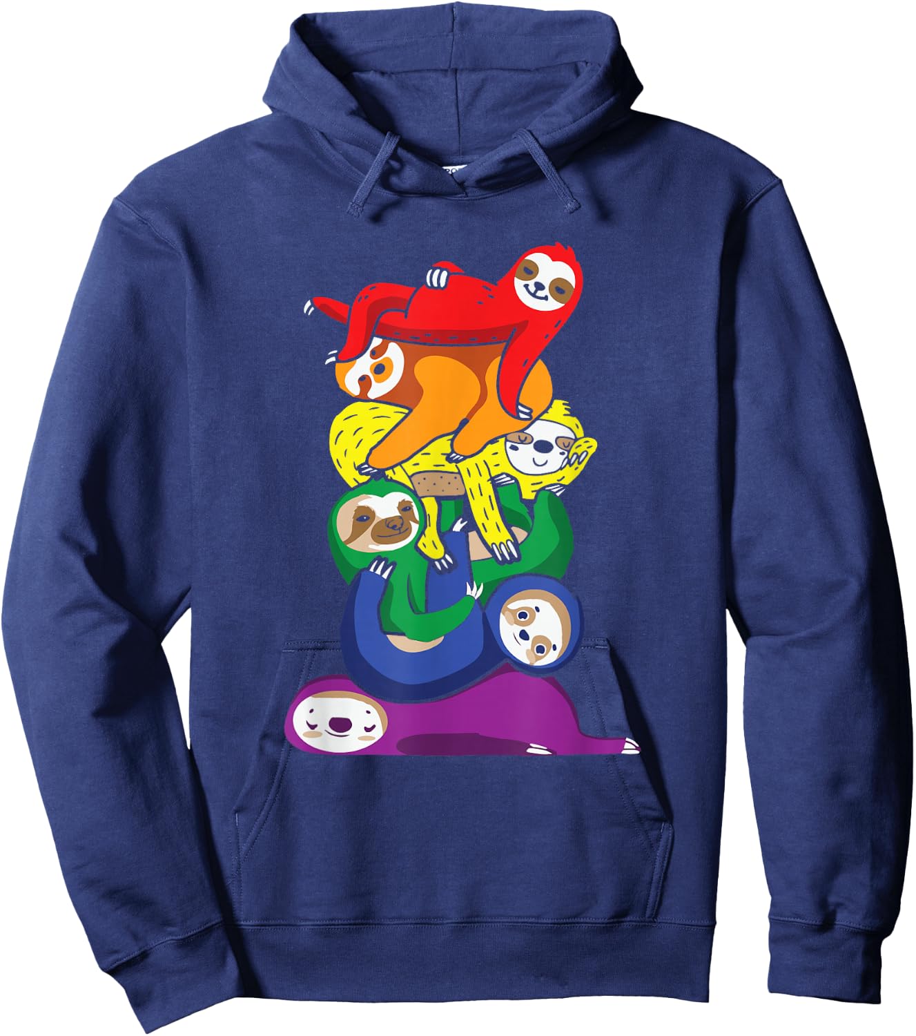 Funny LGBT Sloth Stack Rainbow Gay Pride For Sloth Lover Hoodie - Hoodie | Navy