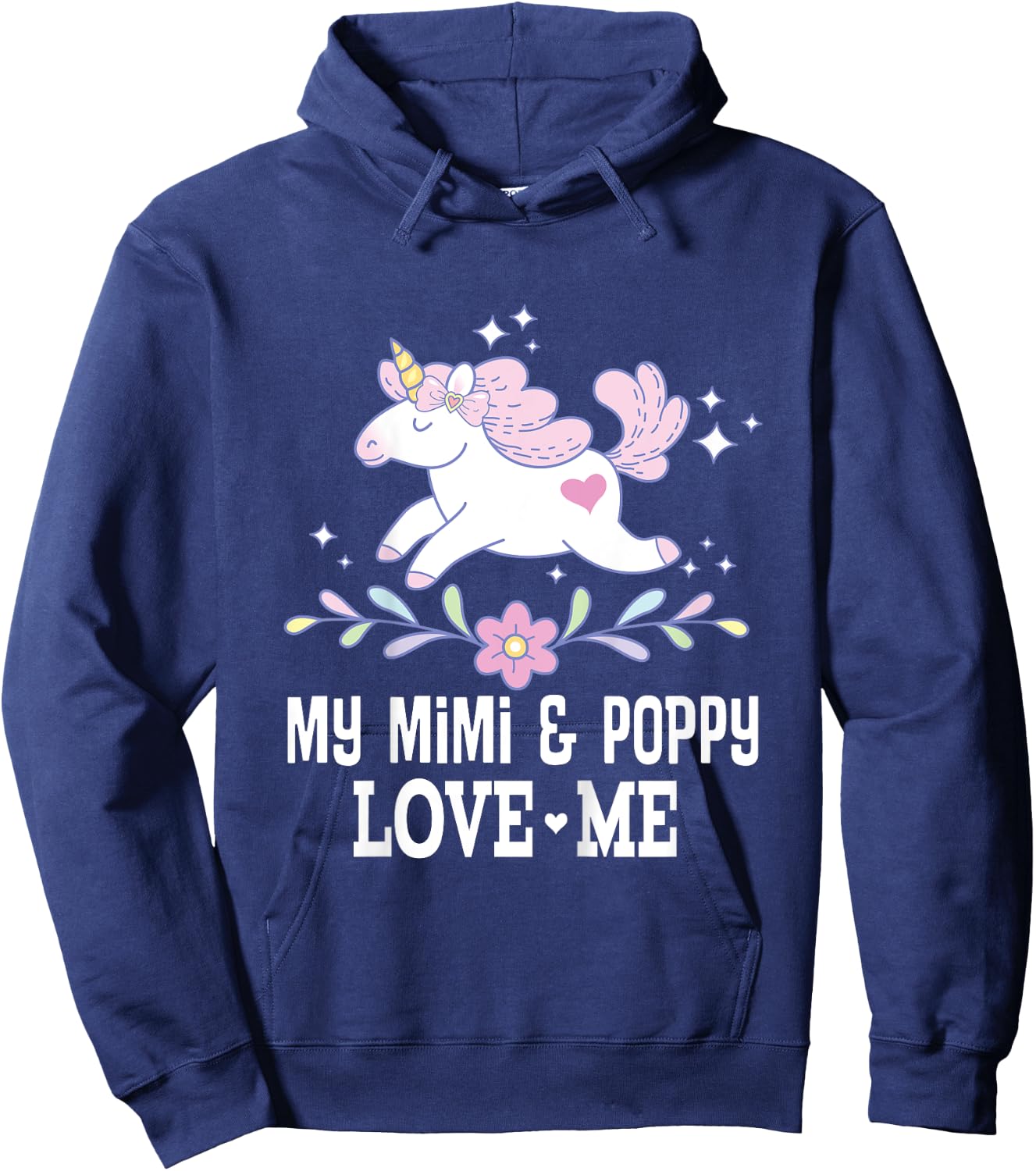 My Mimi and Poppy Love Me Grandchild Unicorn Hoodie - Hoodie | Navy