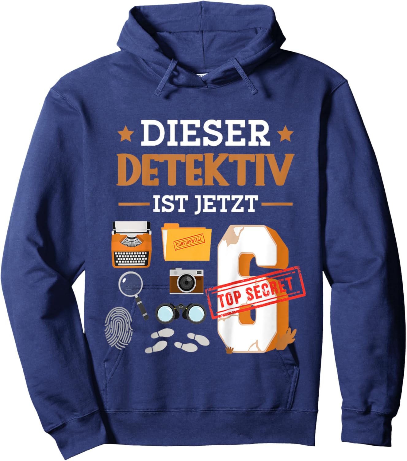 Children's with German Text "Dieser Detektiv Ist Jetzt 6" [German Language], black Hoodie - Hoodie | Navy