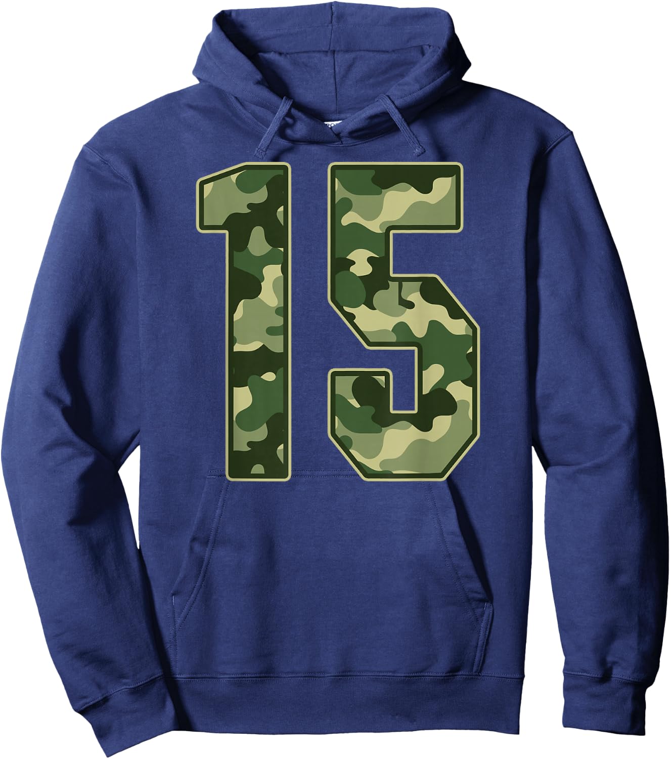 Camo #15 Jersey Number 15 Uniform Fan Favorite Player Hoodie - Hoodie | Navy