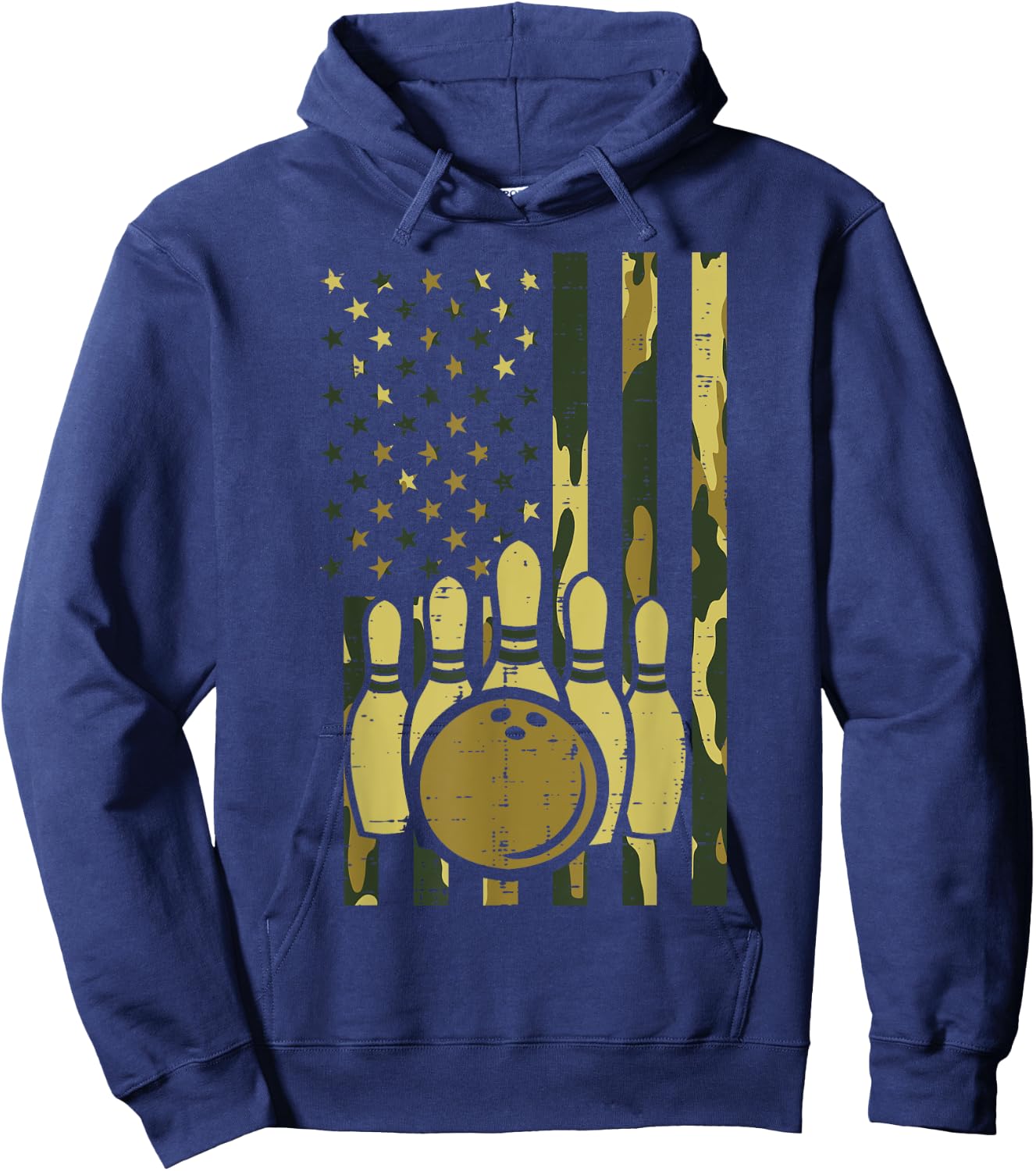 Bowling Camo American Flag Patriotic Bowler Women Men Kids Hoodie - Hoodie | Navy