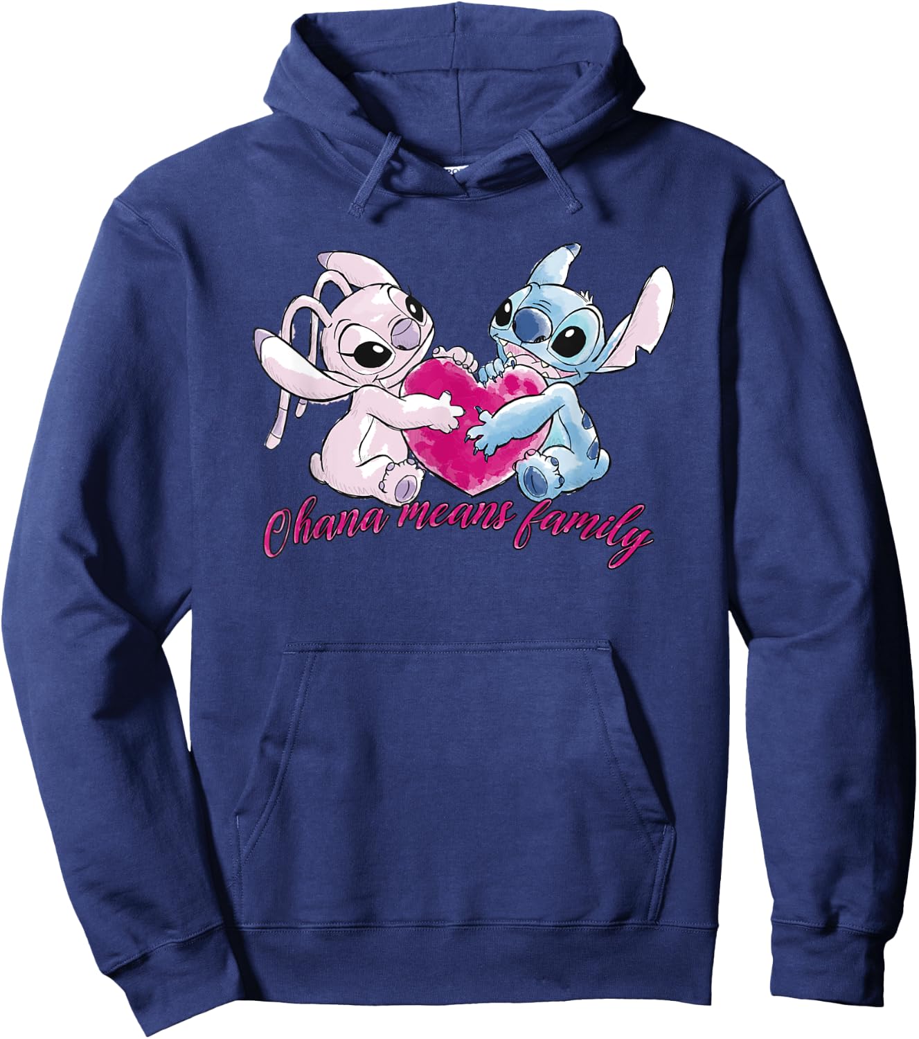 Lilo & Stitch Ohana Heart With Angel , black Hoodie - Hoodie | Navy