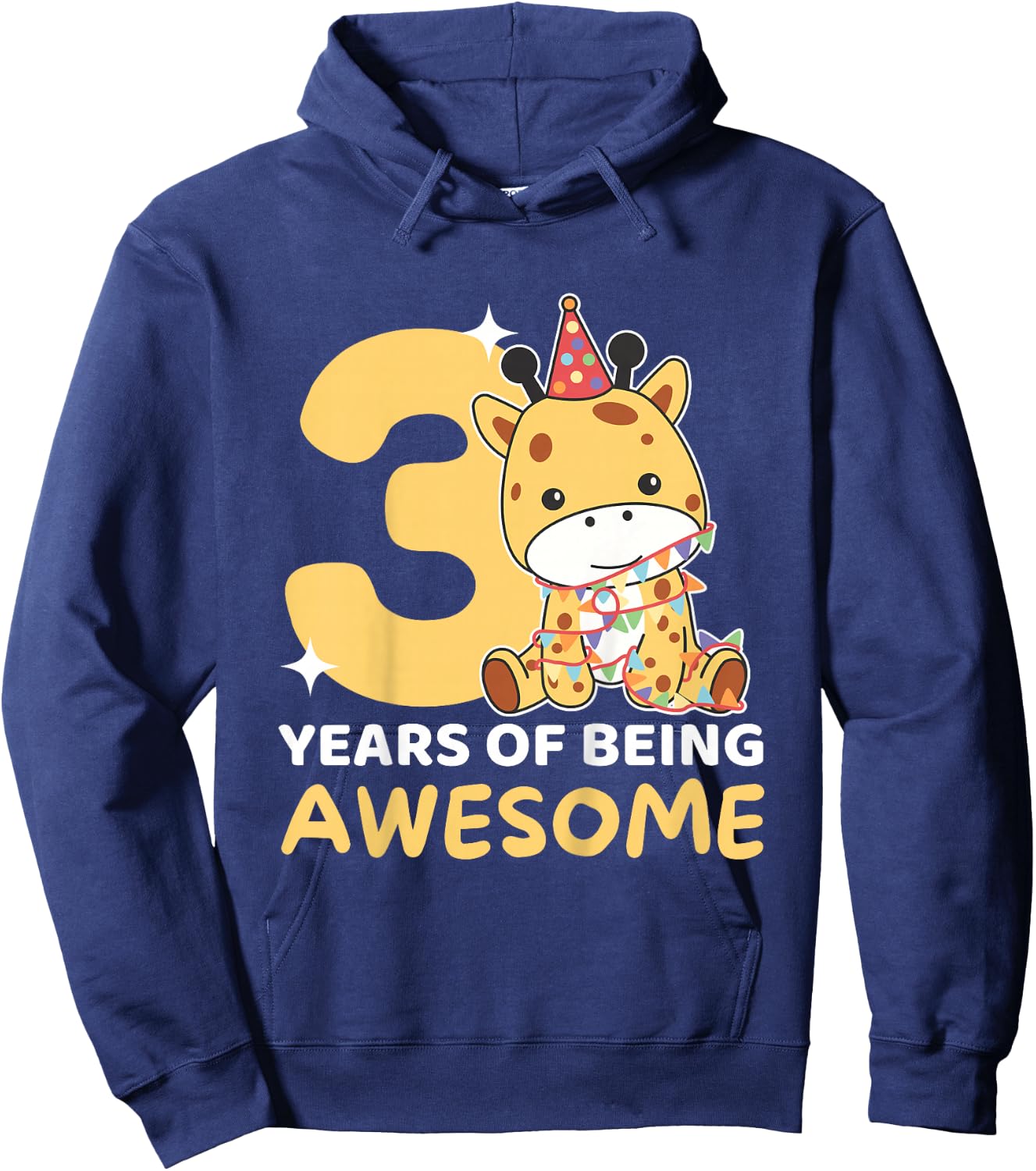 Giraffe For 3rd Birthday For Children Three Years Old Hoodie - Hoodie | Navy