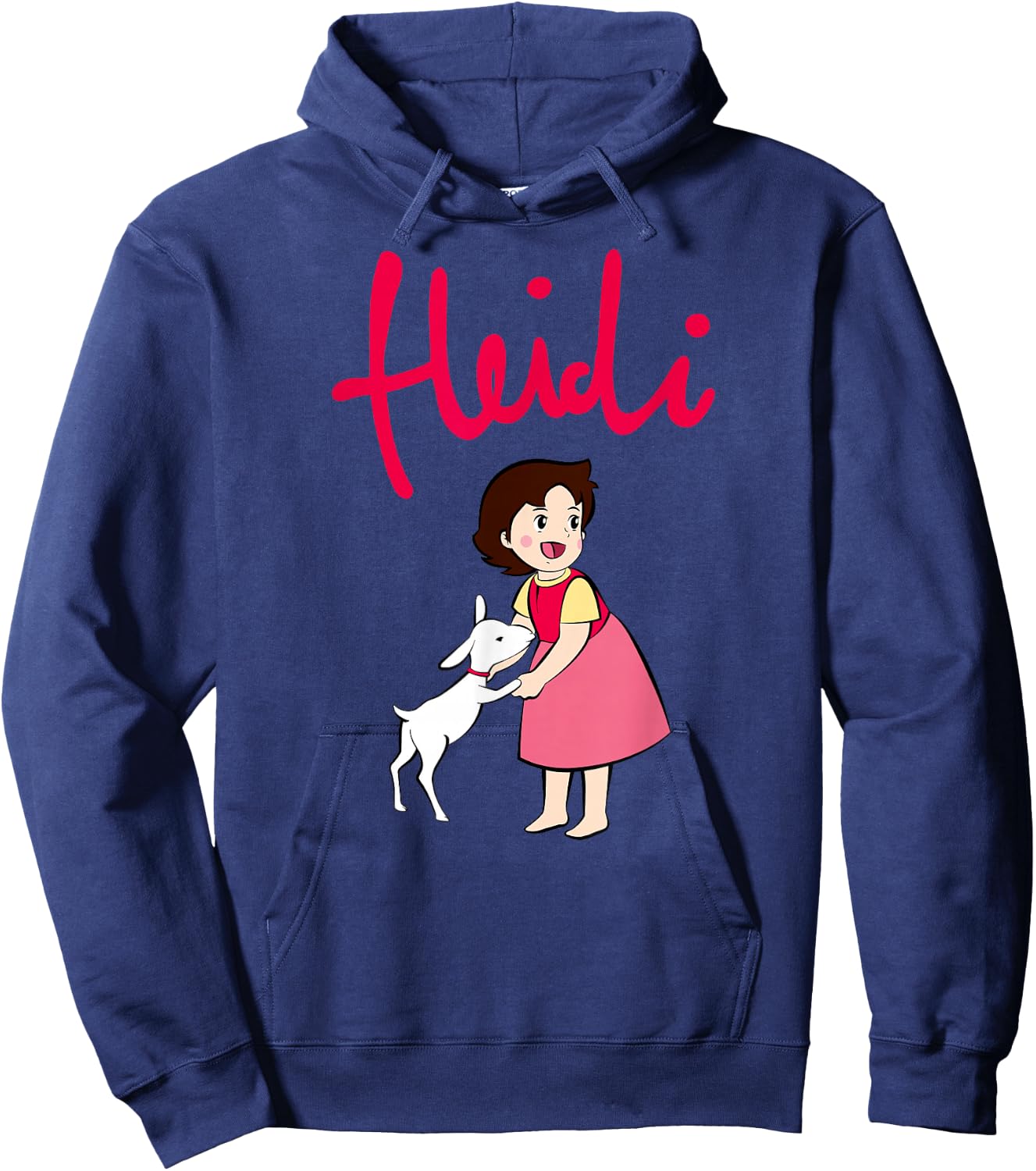 Heidi With Cute Goat With Pink Logo Cartoon , Black, S Hoodie - Hoodie | Navy