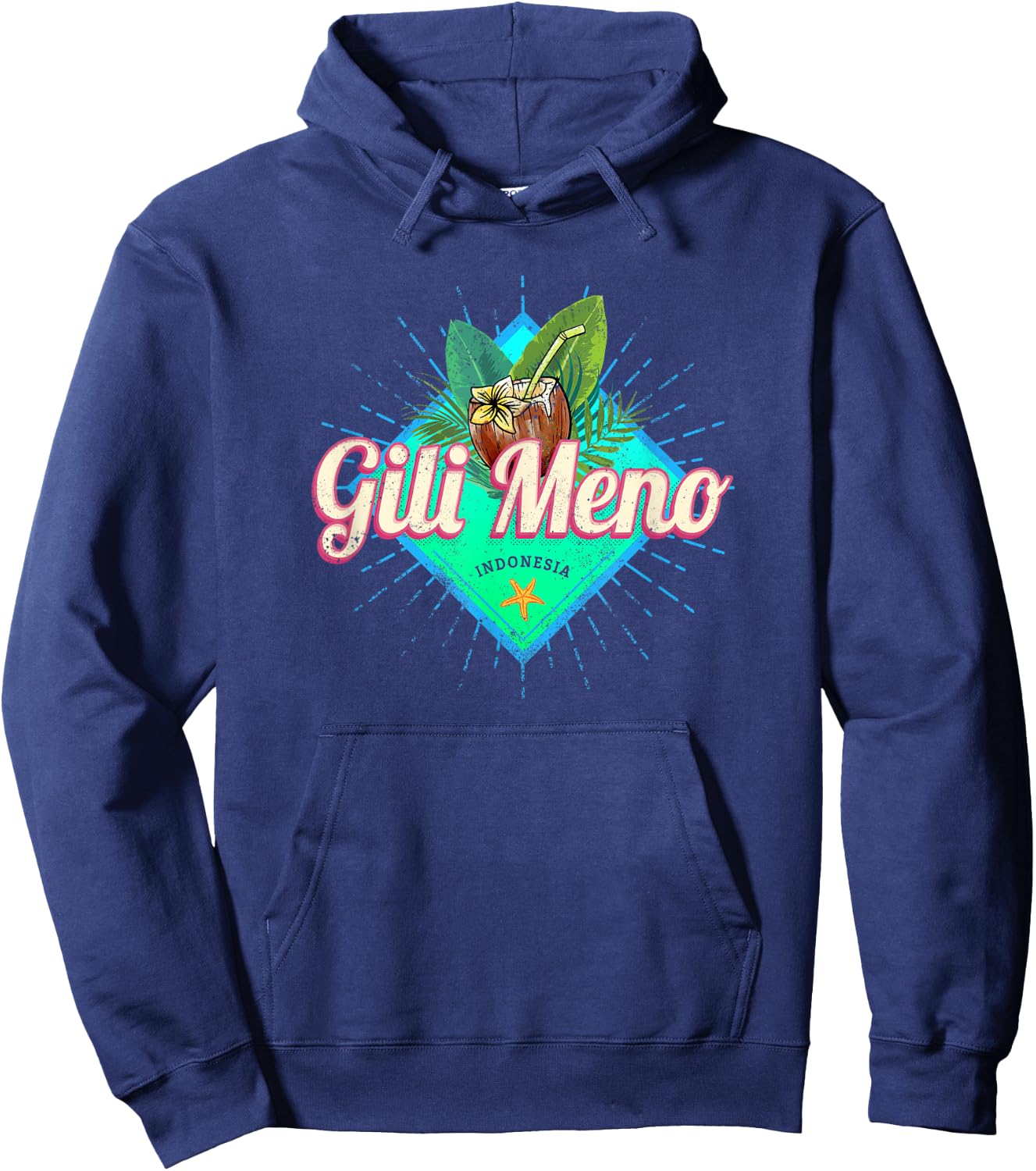 Gili Meno Lombok Retro Island Indonesia Vintage Souvenir Hoodie - Hoodie | Navy