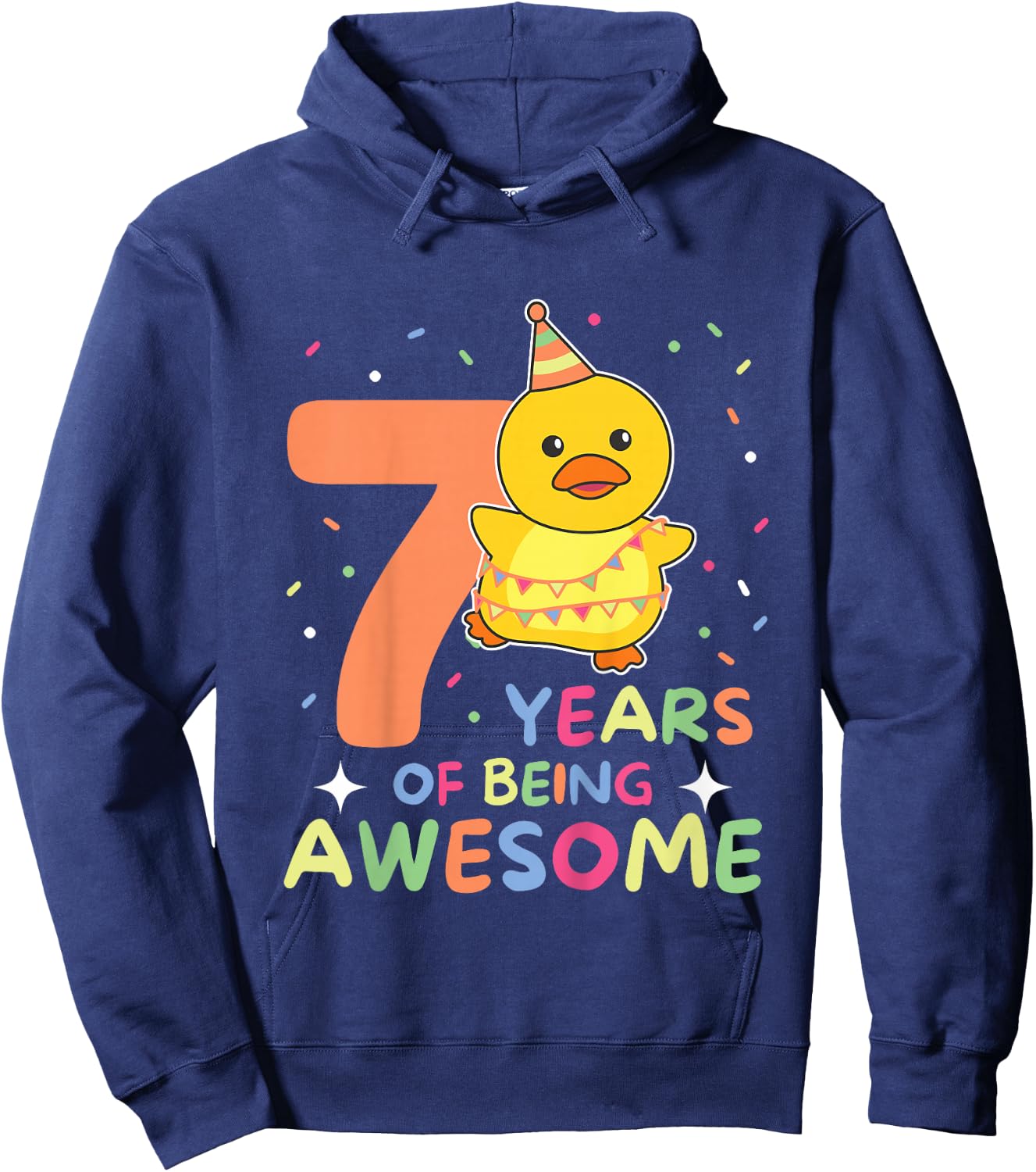 Duck For 7th Birthday Children Seven Years Old Duck Hoodie - Hoodie | Navy