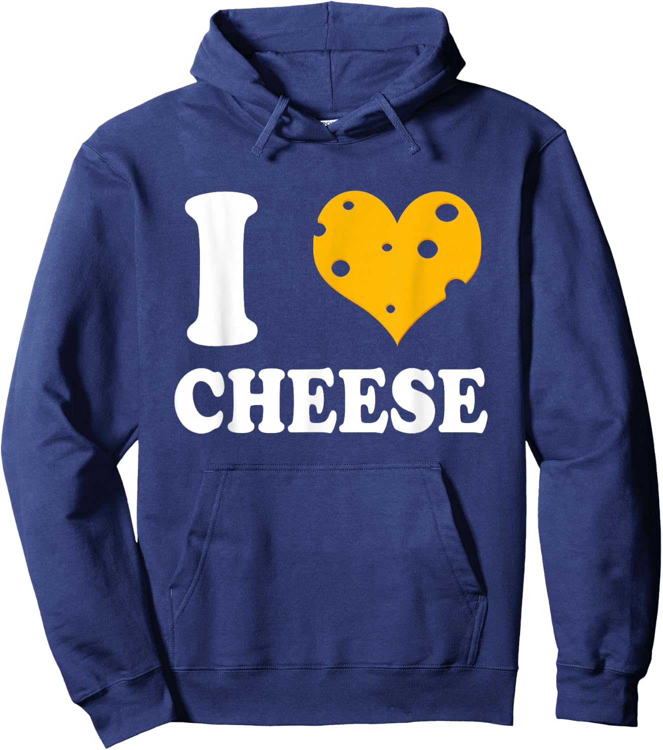 I Love Cheese Cheese Heart Design Hoodie - Hoodie | Navy