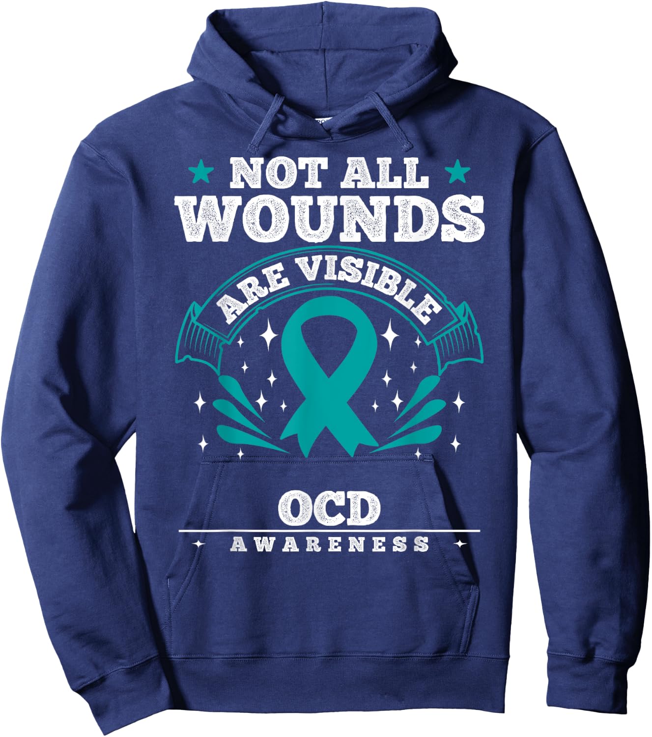 Obsessive-Compulsive Disorder Gift OCD Awareness Ribbon Hoodie - Hoodie | Navy