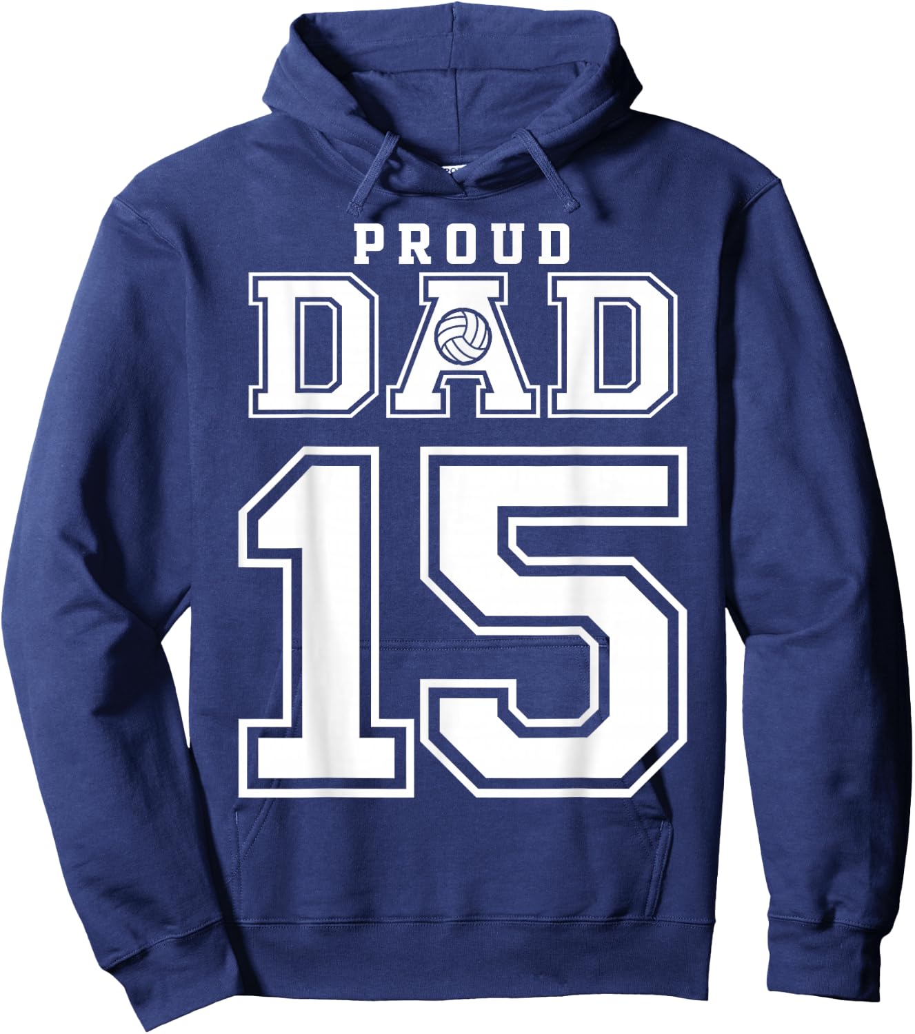 Custom Proud Volleyball Dad Number 15 Personalized Hoodie - Hoodie | Navy