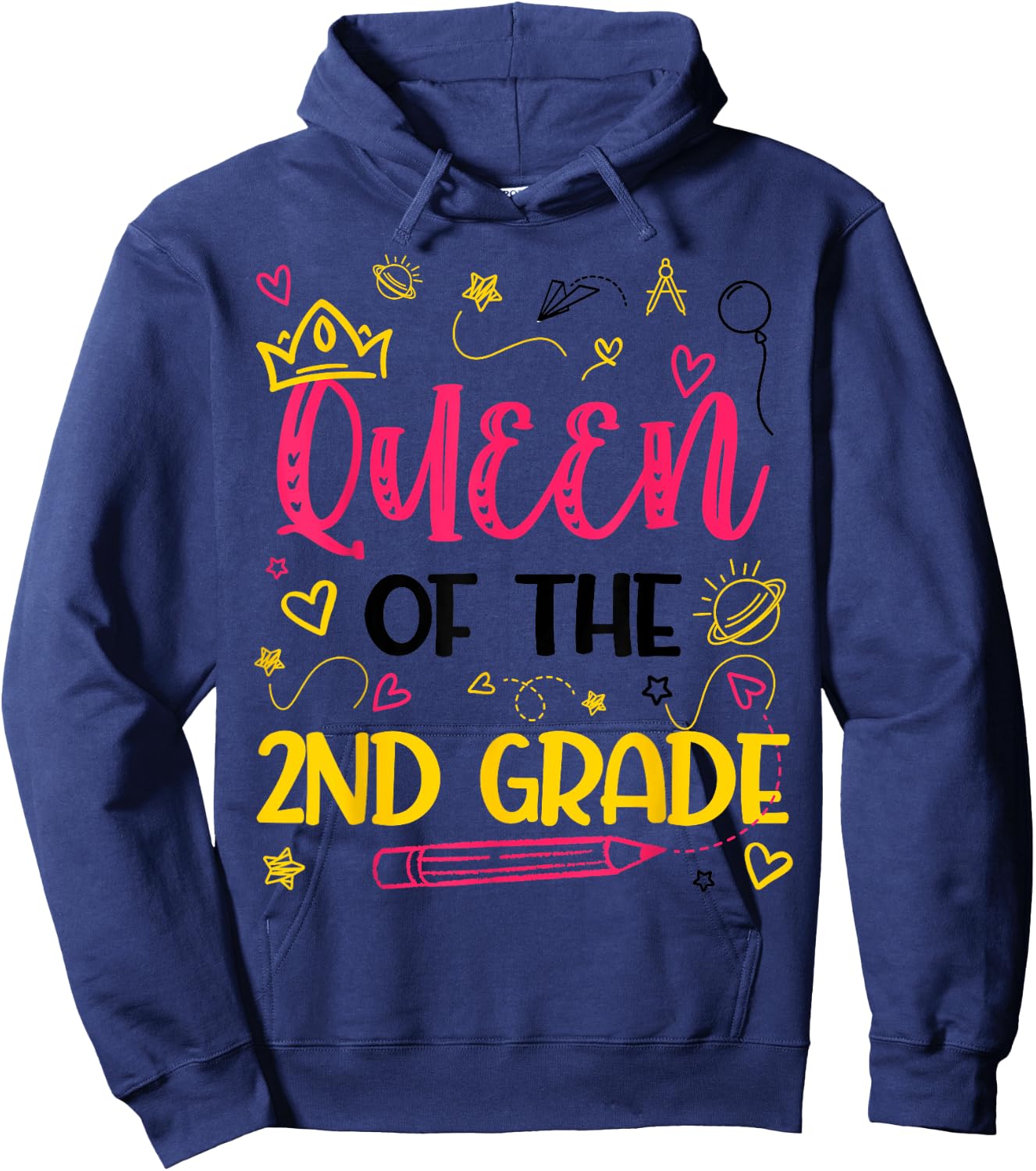 Queen Of 2nd Grade Back To School Second Grade Gifts Girls Hoodie - Hoodie | Navy