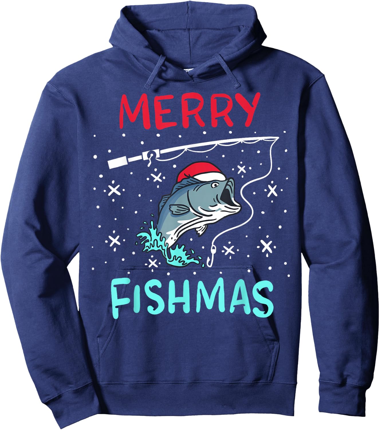 Merry Christmas Fishmas Funny Fishing Fish Gift Present Hoodie - Hoodie | Navy
