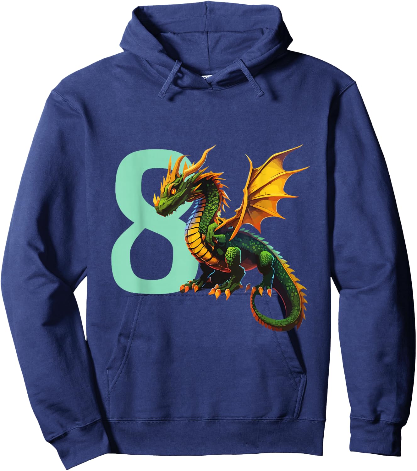 Children's Birthday Dragon 8 Years Boy Dragon Number Age , black Hoodie - Hoodie | Navy