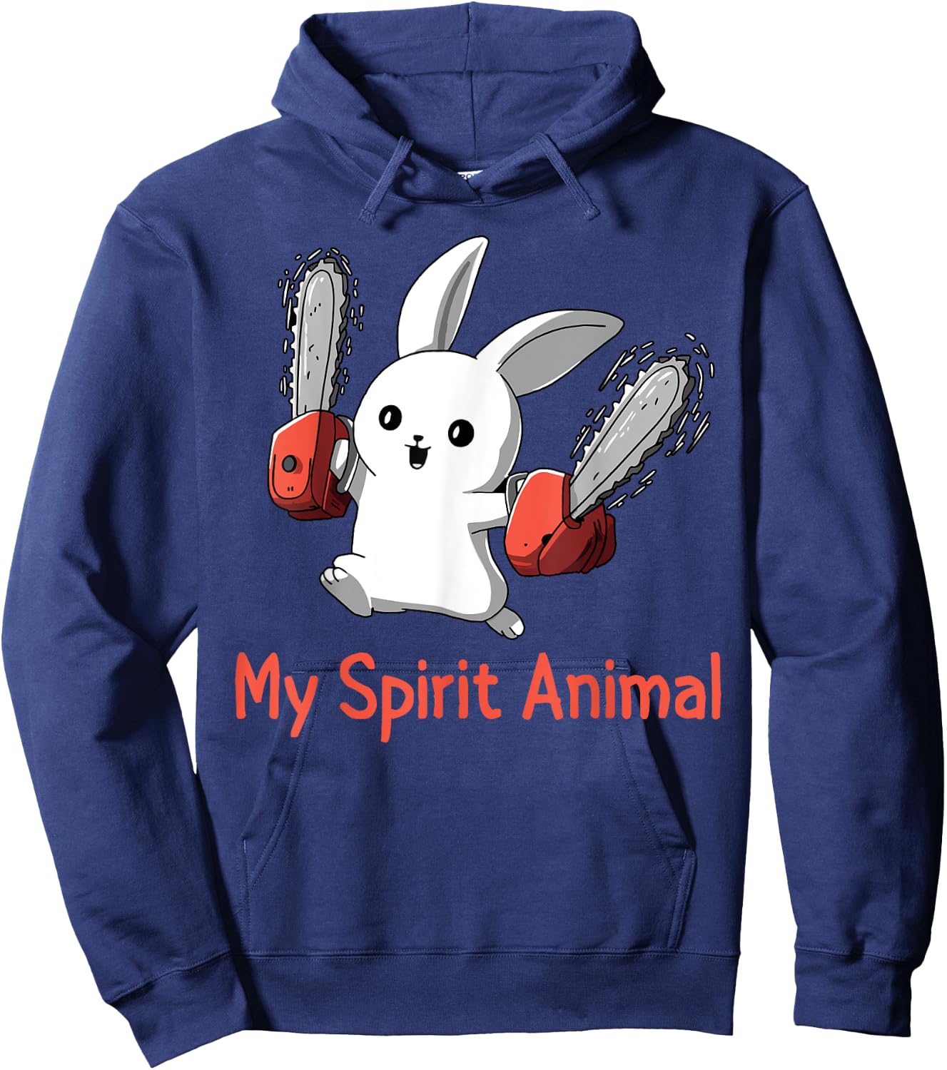 Funny Bunny Spirit Animal Chainsaw Lover Hoodie - Hoodie | Navy
