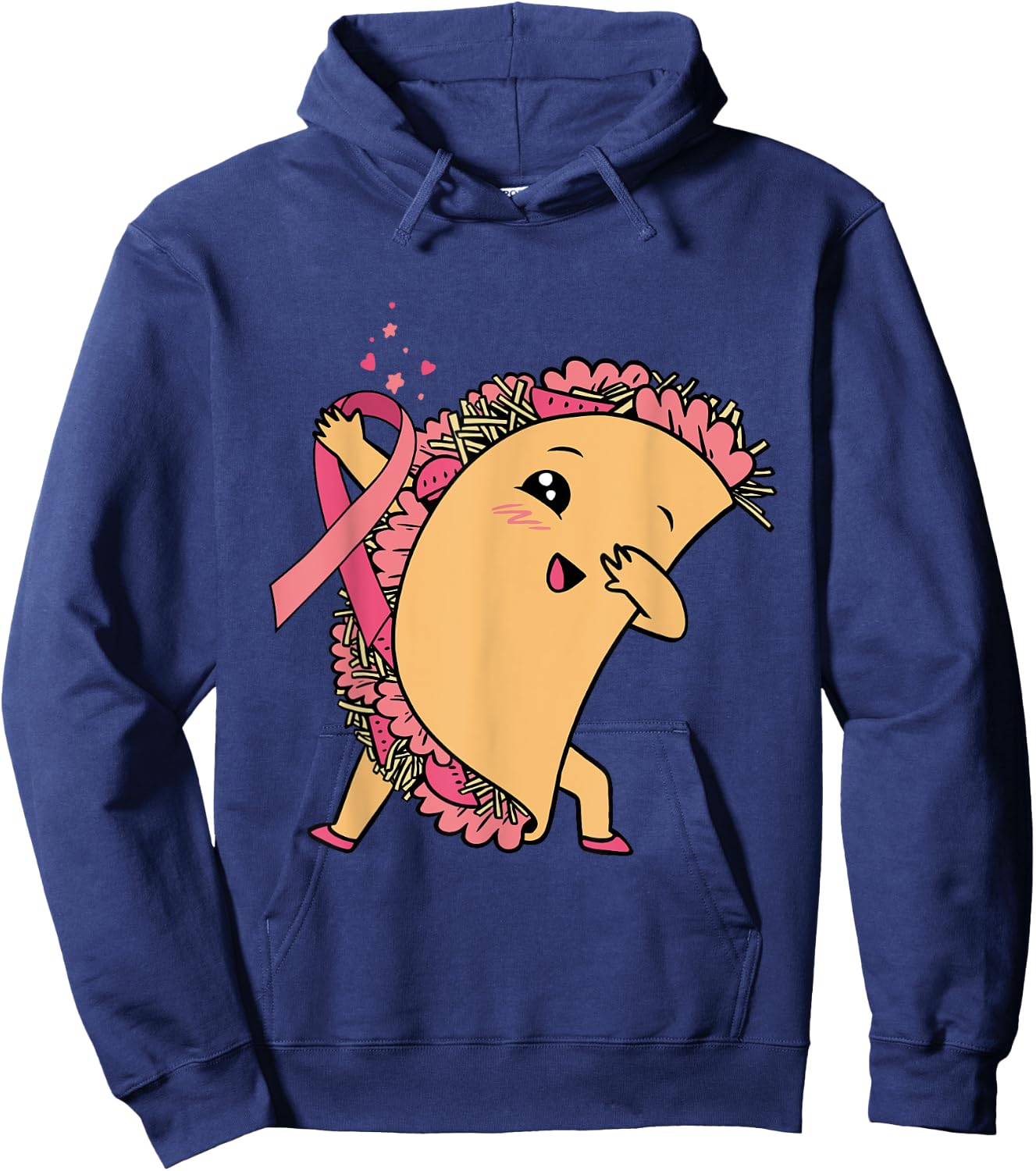Dabbing Taco Pink Ribbon Breast Cancer Awareness Mexican Hoodie - Hoodie | Navy