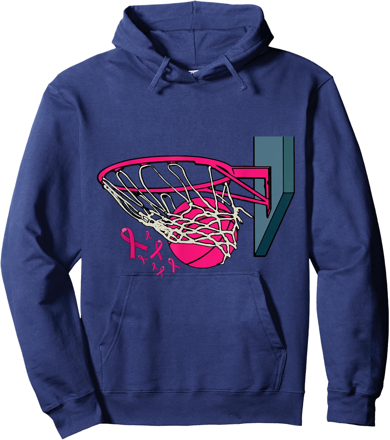 Basketball Player Pink Ribbon Breast Cancer Awareness Sport Hoodie - Hoodie | Navy
