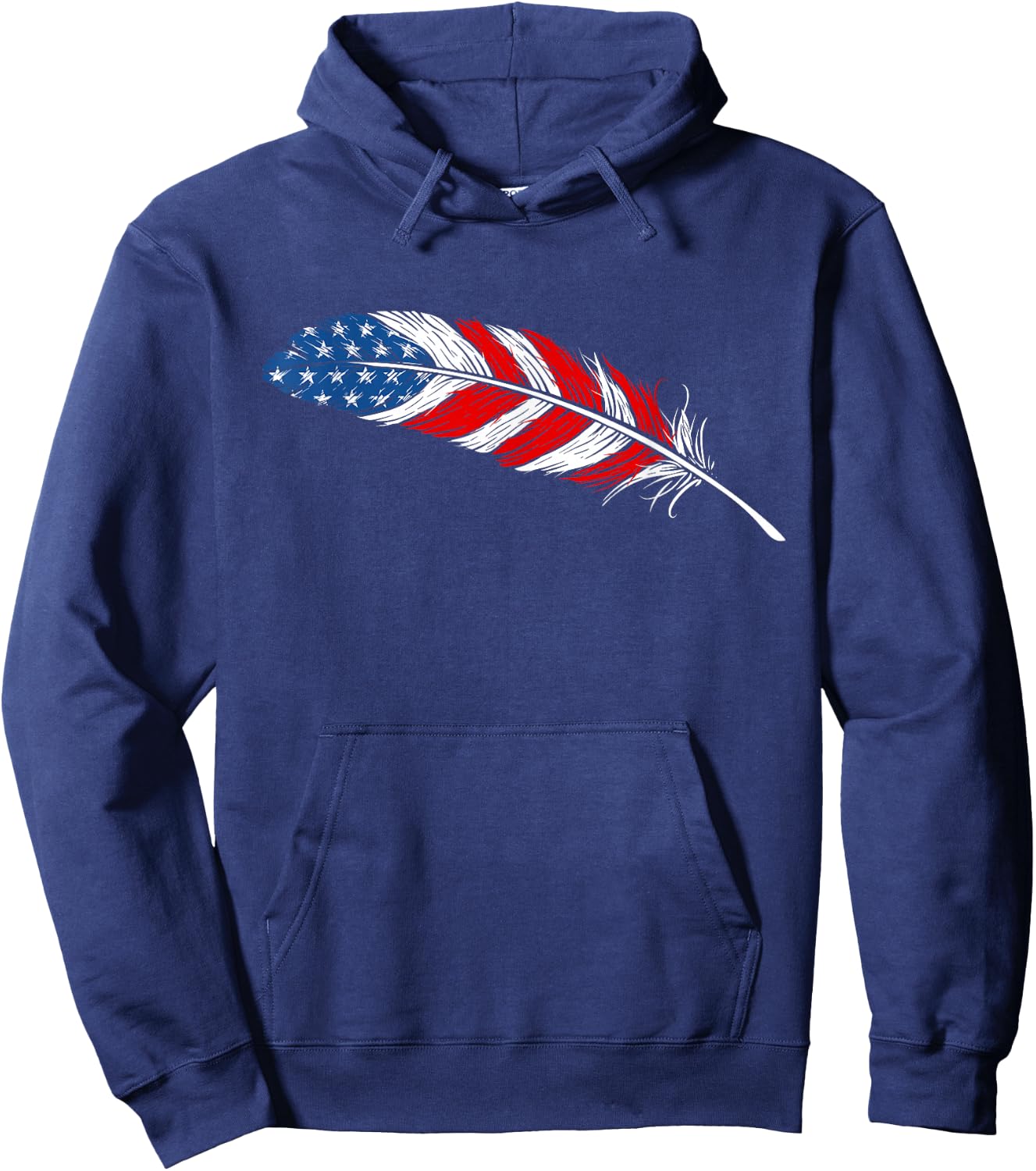 Native American Feather Flag - Indian Pride Veteran July 4th Hoodie - Hoodie | Navy