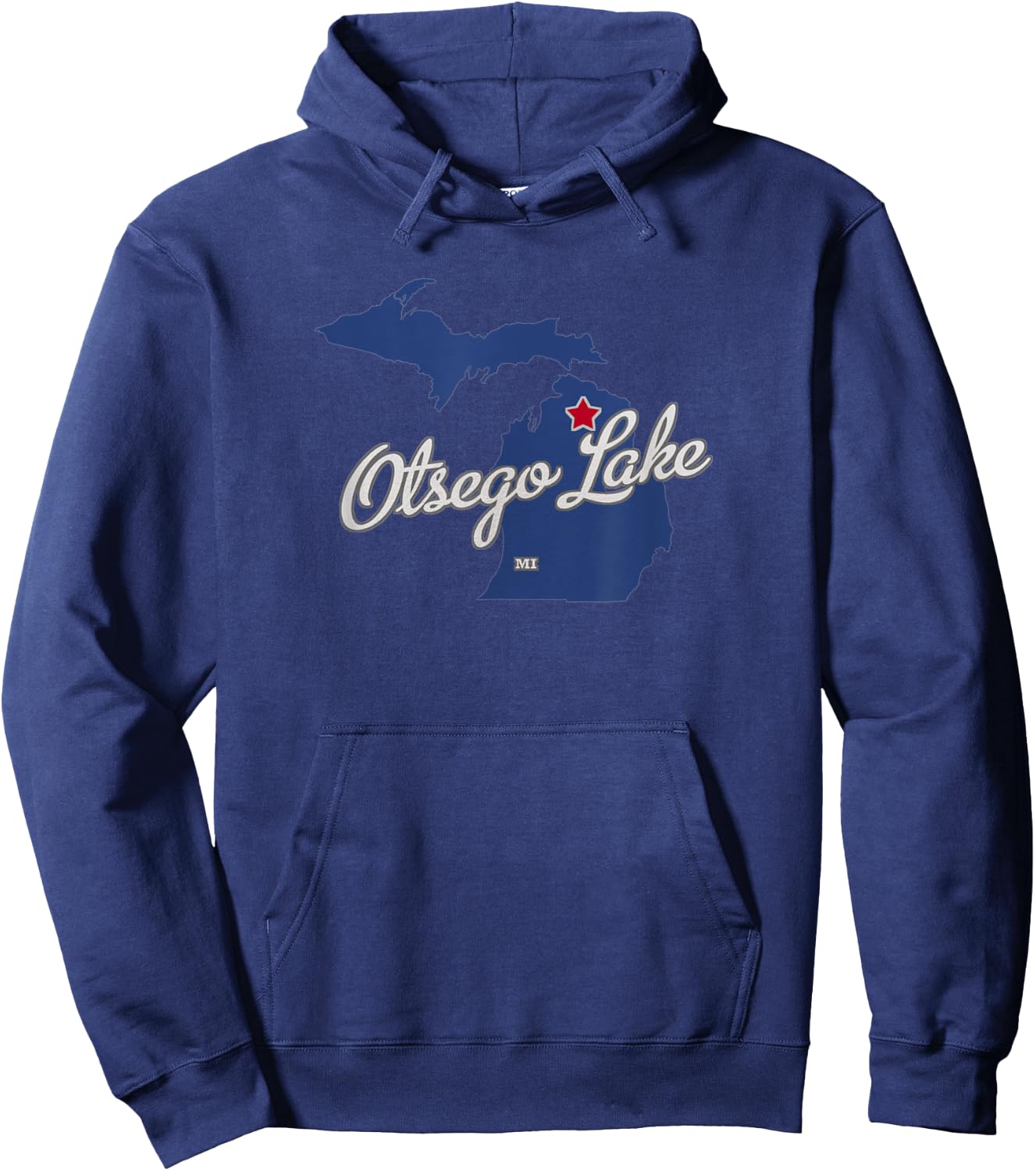 Otsego Lake Michigan MI Map Hoodie - Hoodie | Navy