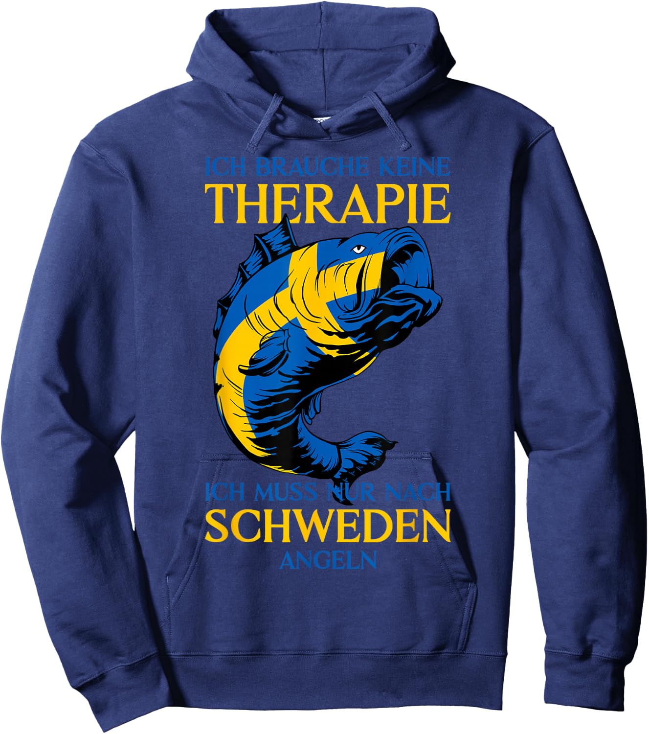 Ich Brauche Keine Therapie Angler Schweden Angeln Hoodie - Hoodie | Navy