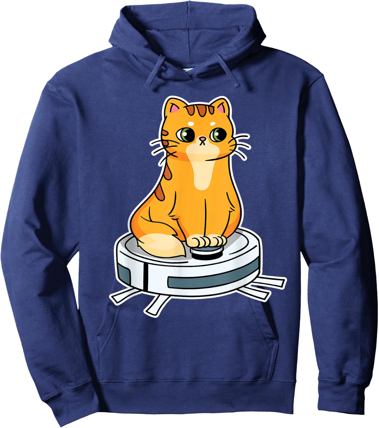 Robot Vacuum Cleaner Cat Kitten I Robot Vacuum Cleaner Robot , black Hoodie - Hoodie | Navy