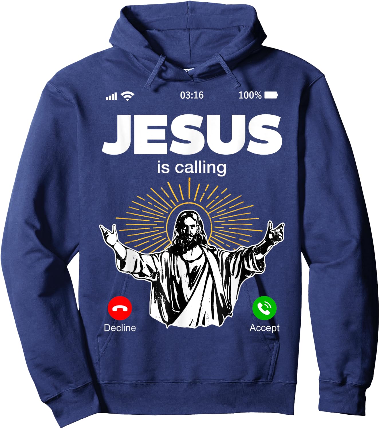 Funny Jesus Is Calling Christian Hoodie - Hoodie | Navy