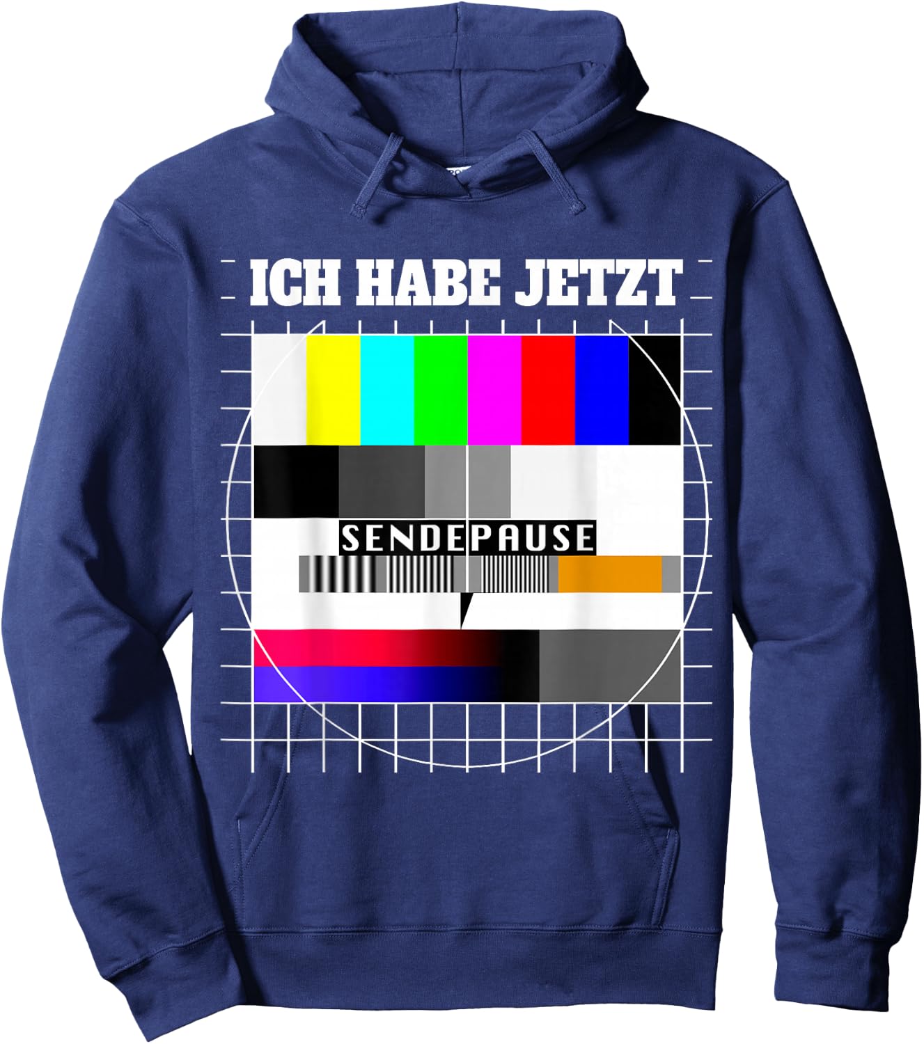 with German Text "Testbild Ich Habe Jetzt Sendepause 80s Party" Costume, black Hoodie - Hoodie | Navy