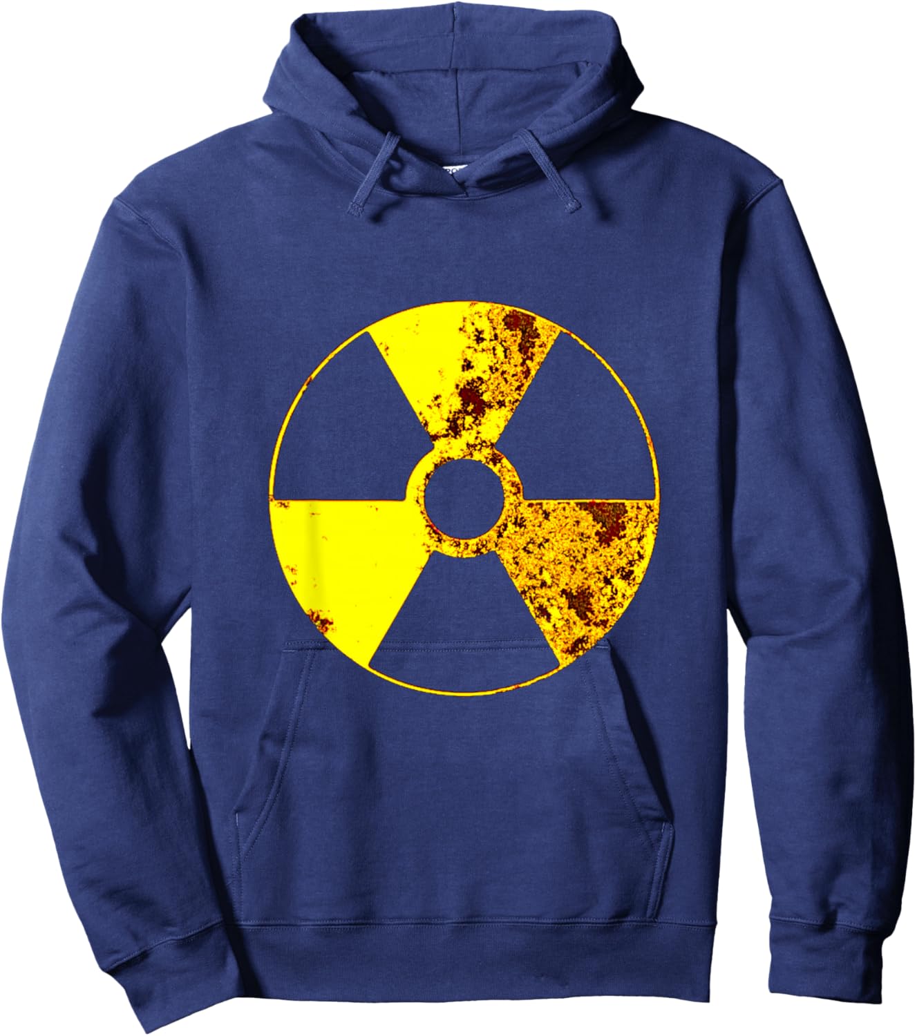 Distressed Vintage Radioactive Warning Symbol | Grunge Shirt Hoodie - Hoodie | Navy