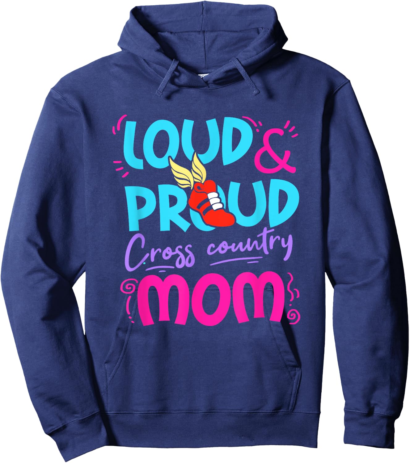 Loud Proud Cross Country Mom Gift Mother Running Track Hoodie - Hoodie | Navy