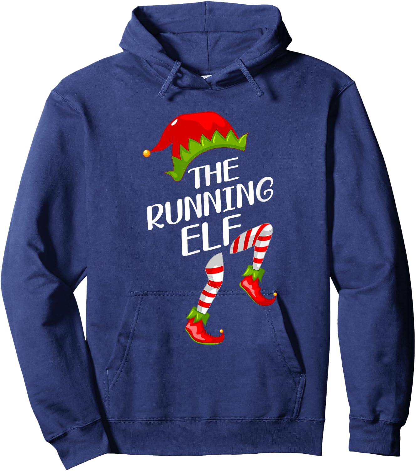 Funny The Running Elf Christmas Family Matching Pajama Hoodie - Hoodie | Navy