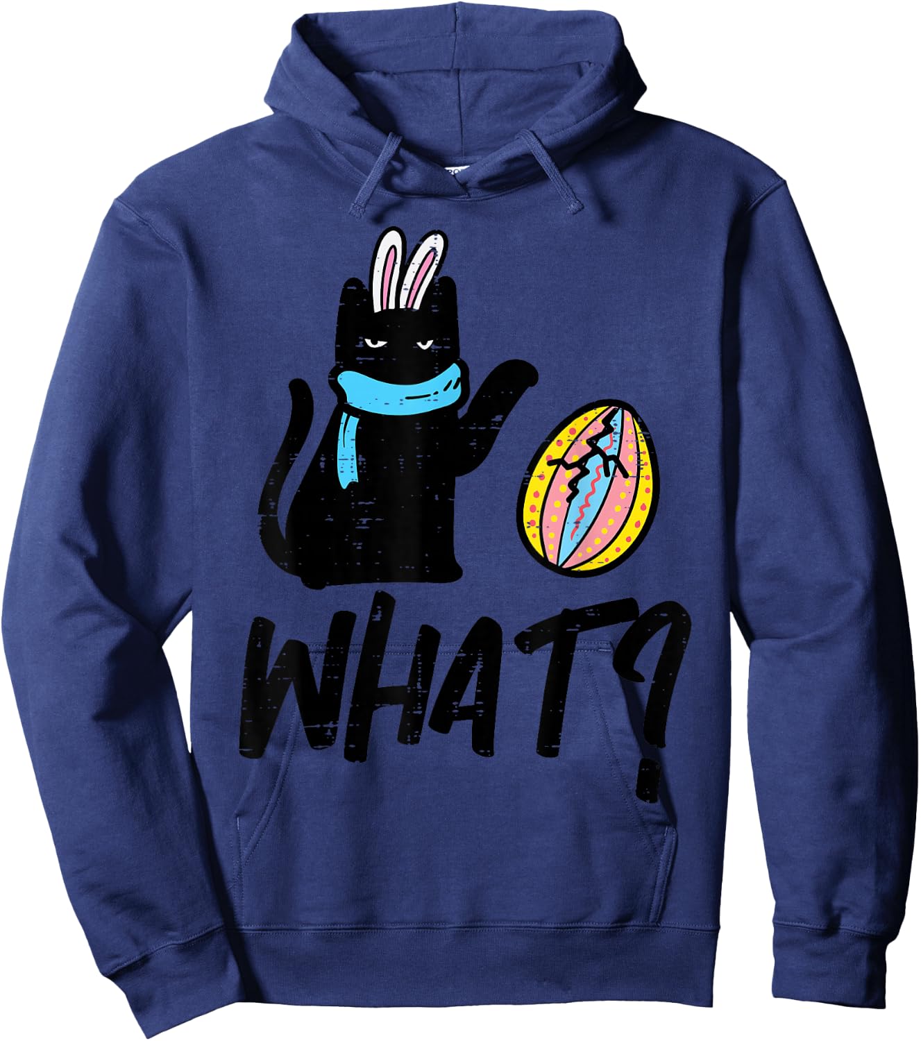 Easter Black Cat Egg What Funny Kitty Women Girls Kids Teens Hoodie - Hoodie | Navy