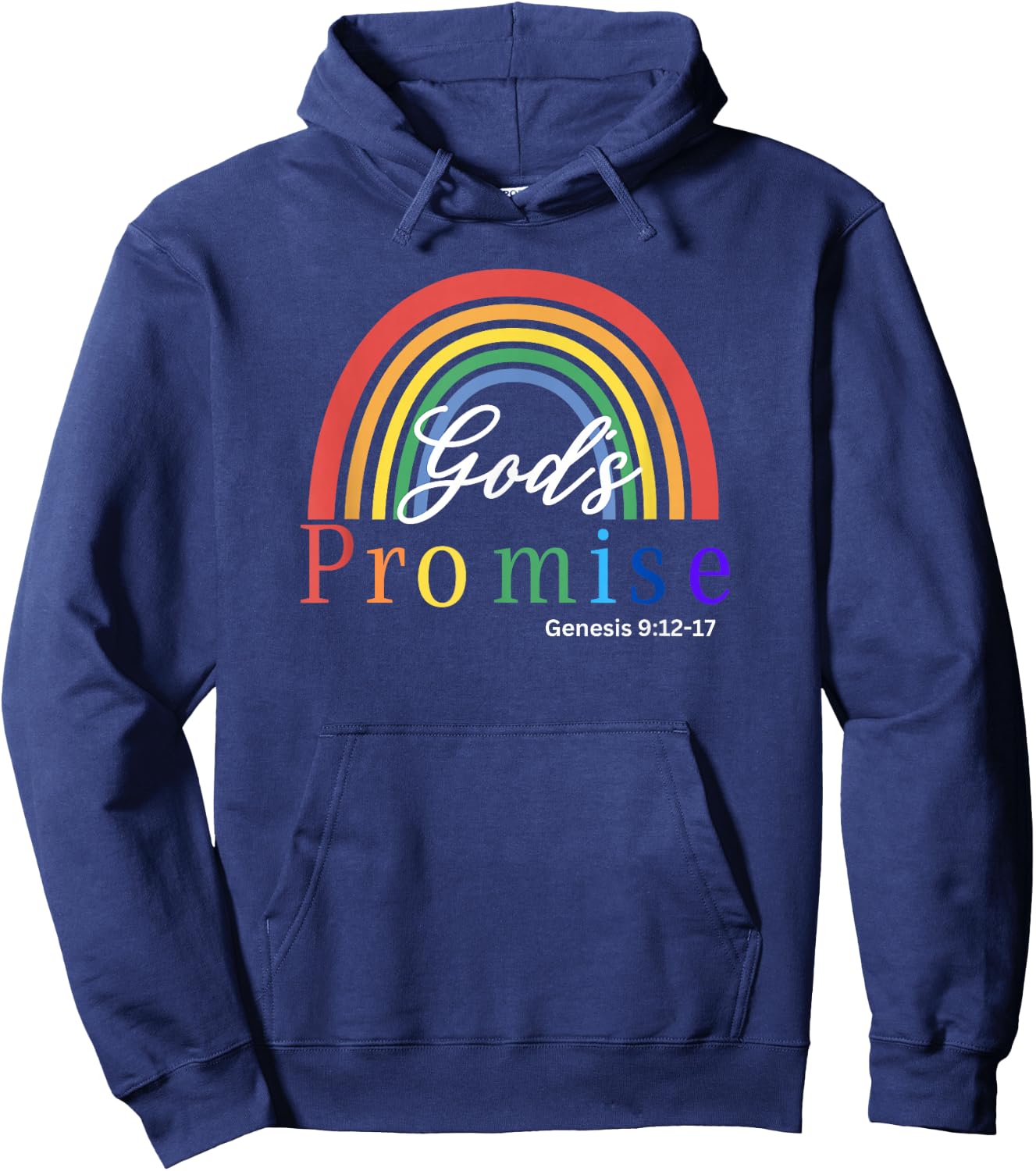 Rainbow Pride Gods Promise Genesis Scripture Hoodie - Hoodie | Navy