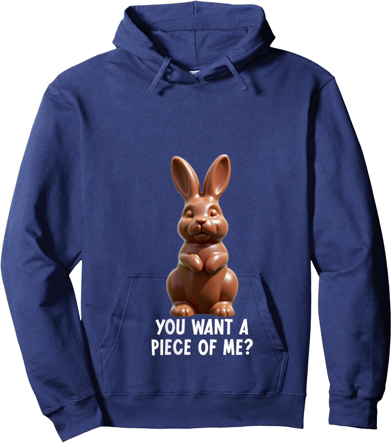 You Want A Piece Of Me? Funny Chocolate Easter Bunny Joke V-Neck Hoodie - Hoodie | Navy