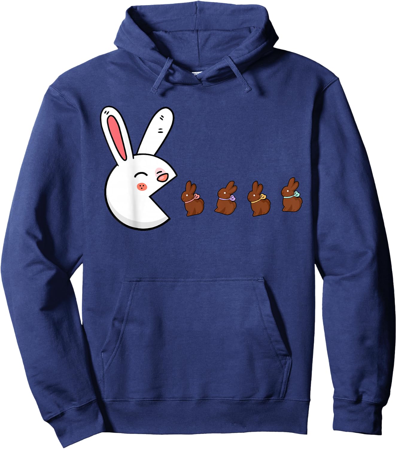 Funny Easter Bunny Rabbit Eating Chocolate Gamer Boys Girls Hoodie - Hoodie | Navy