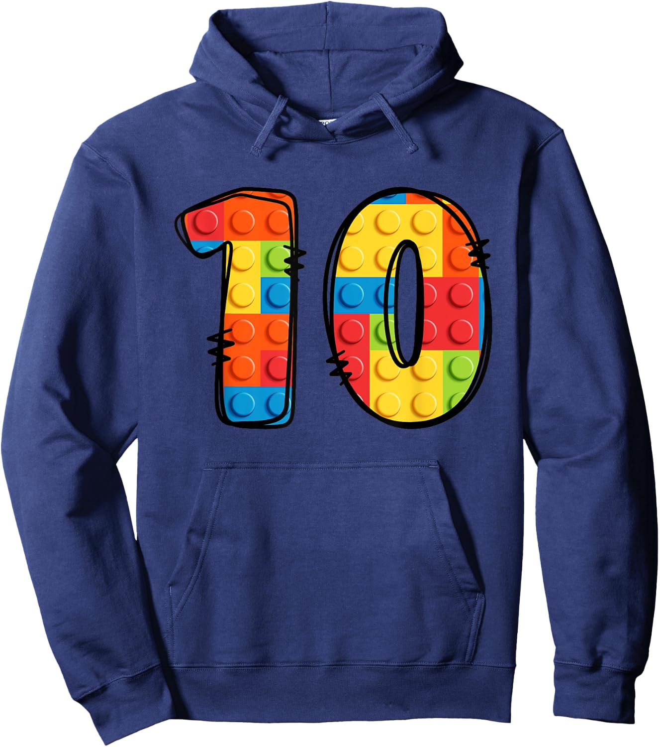 10 Year Old Blocks Building Master Builder 10th Birthday Hoodie - Hoodie | Navy