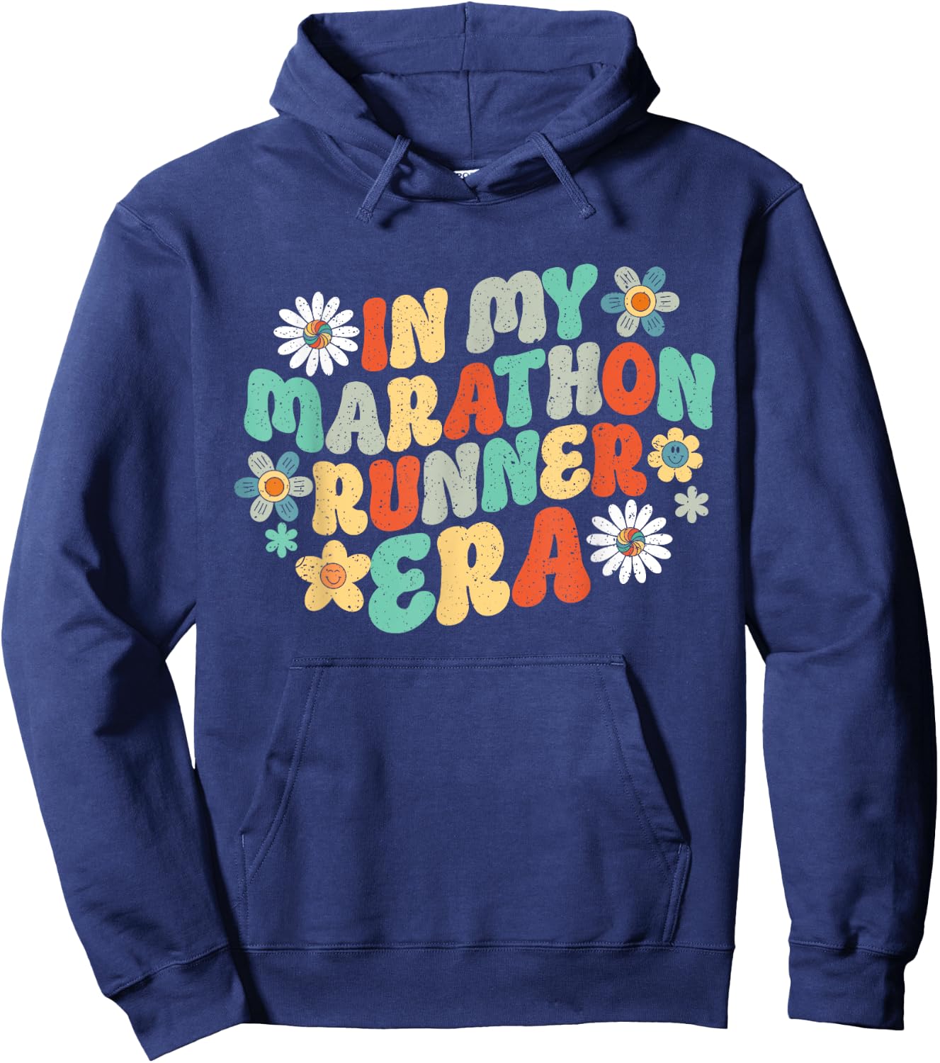 In My Marathon Runner Era Groovy Marathoner Runner Running Hoodie - Hoodie | Navy