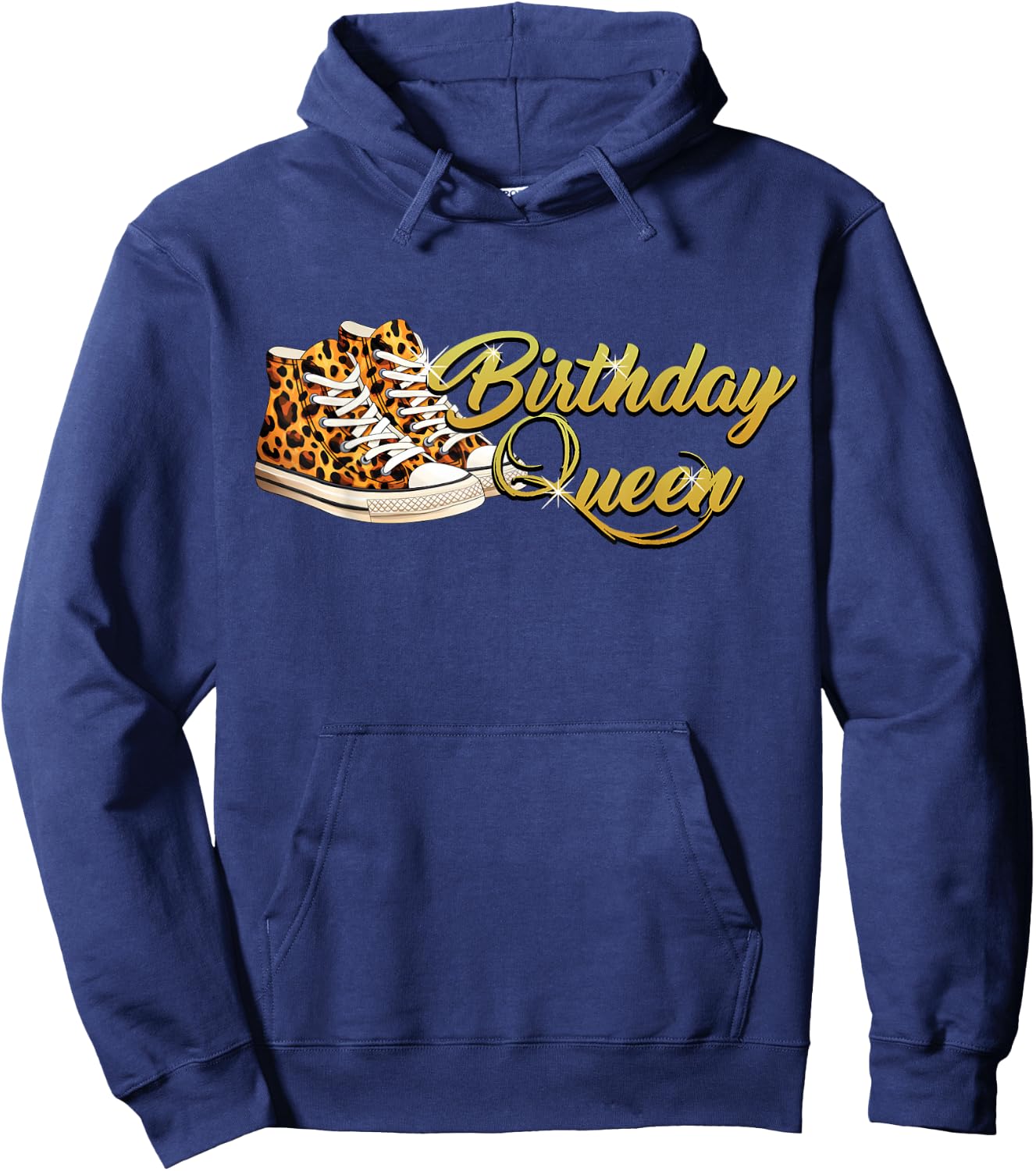 Birthday Queen Shirt Girly Leopard Sneakers Women Birthday Hoodie - Hoodie | Navy