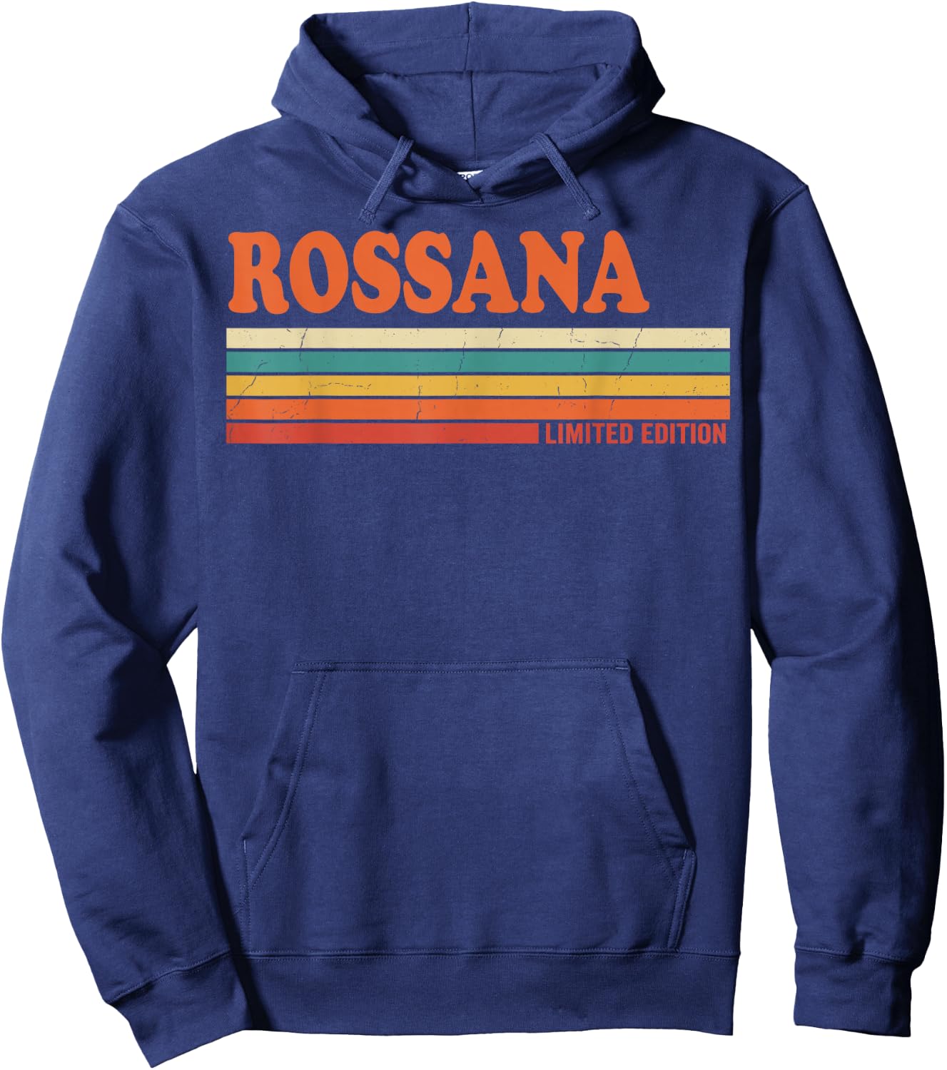Rossana Retro Personalized First Name Vintage Stripes Hoodie - Hoodie | Navy