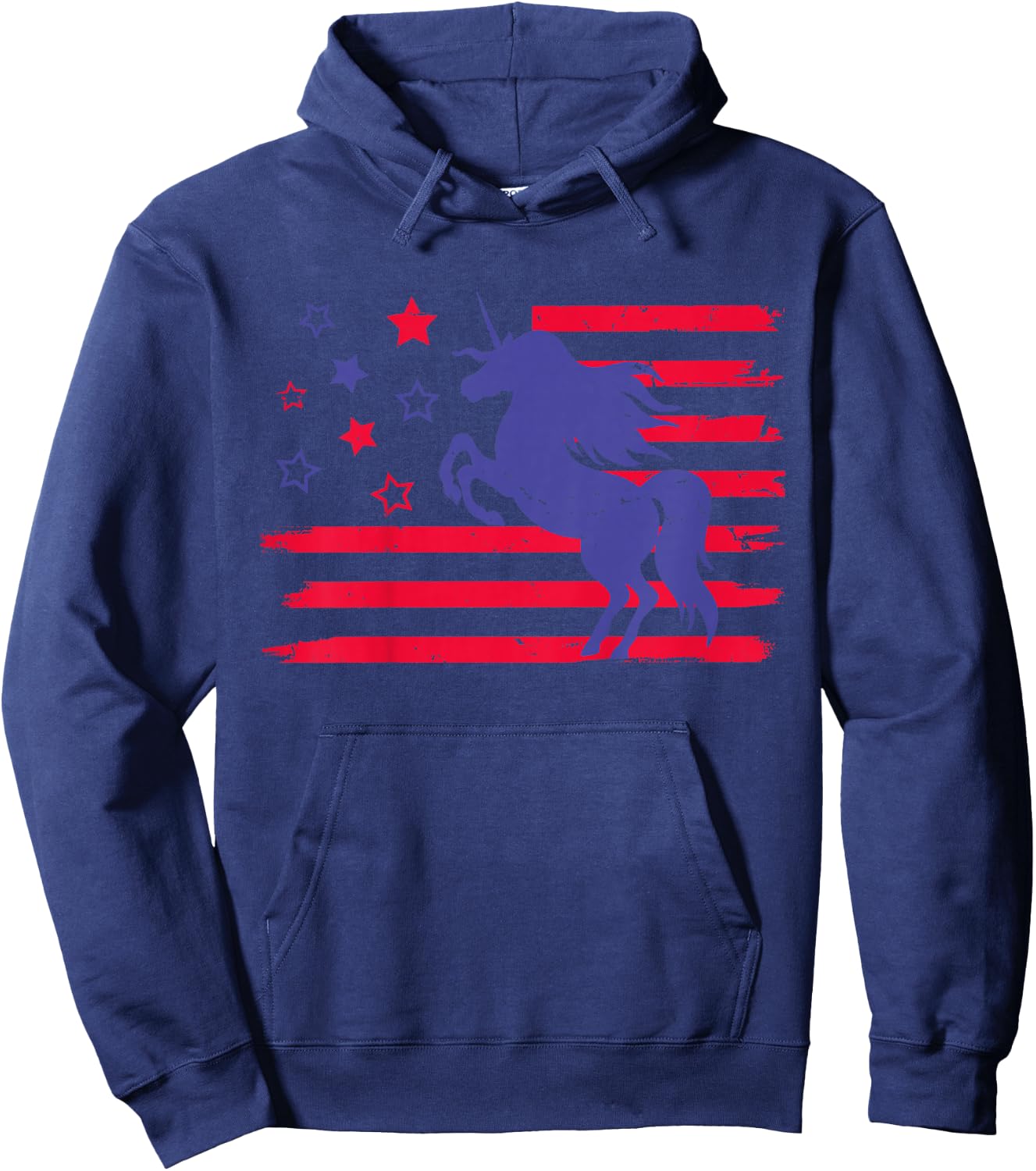 Kids Cute Unicorn 4th of July Girls Kids Patriotic Americorn Hoodie - Hoodie | Navy