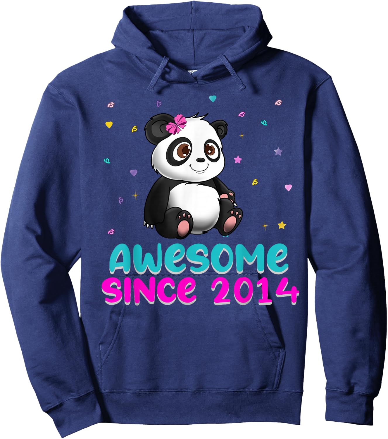 Panda Bear Girl Birthday Gift Love Awesome Since 2014 Hoodie - Hoodie | Navy
