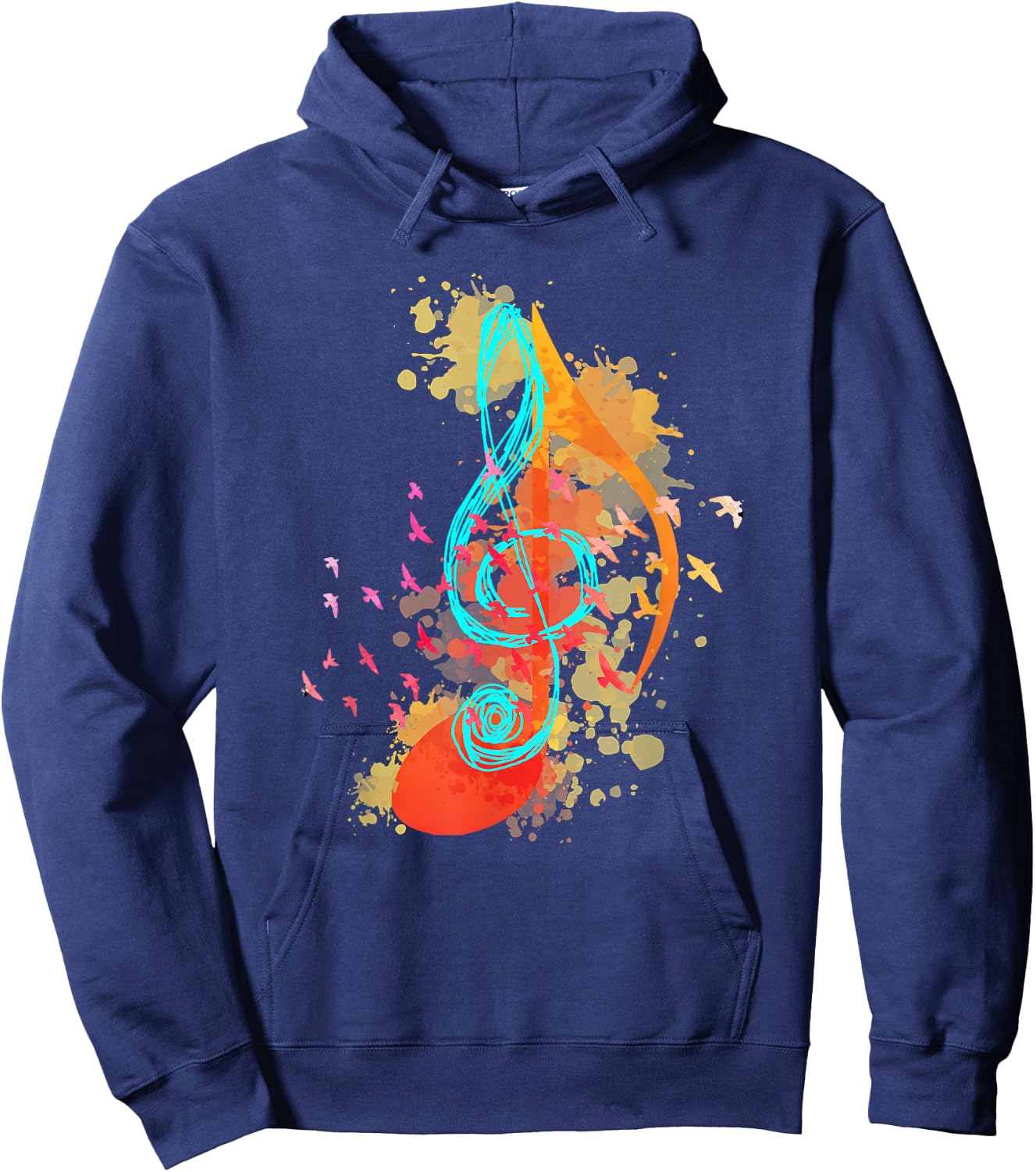 Colorful Treble Clef Music Theory Musician Teacher Birds Hoodie - Hoodie | Navy