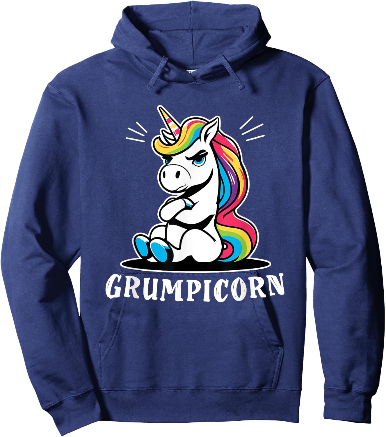 Grumpycorn Unicorn Funny Humour Sarcasm Bad Mood Hoodie - Hoodie | Navy