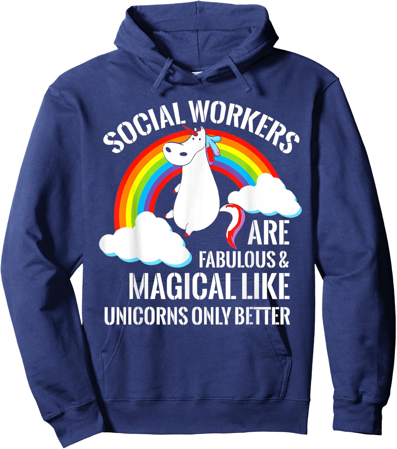 Essential Social Worker Gifts Unicorn Social-Worker Gift Hoodie - Hoodie | Navy