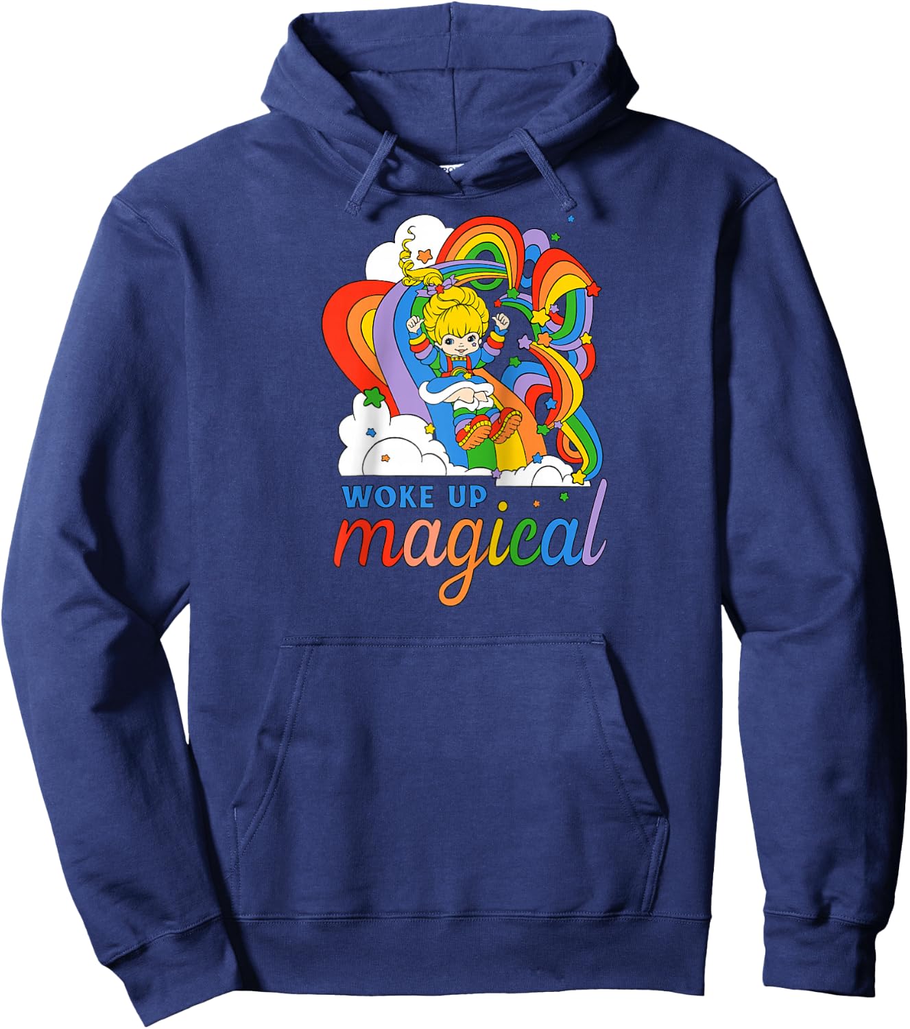 Rainbow Brite Woke Up Magical Vintage Rainbow Slide Raglan Baseball Hoodie - Hoodie | Navy