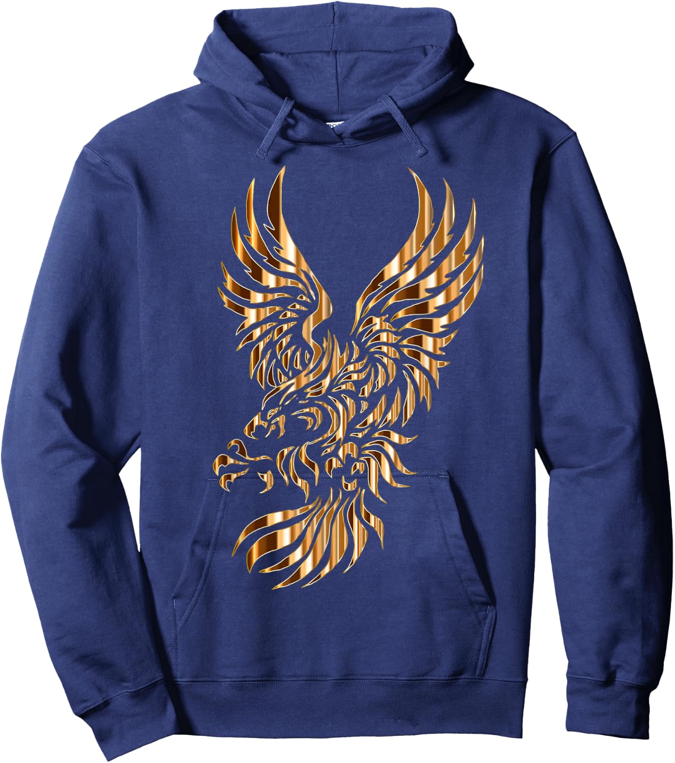 Gold Tribal Eagle Phoenix Hoodie - Hoodie | Navy