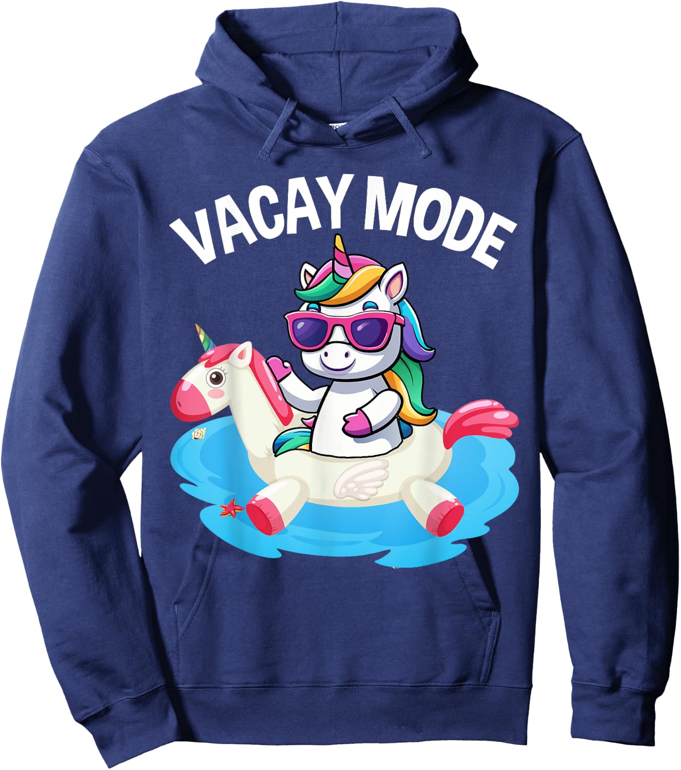Vacay Mode Cute Unicorn Funny Family Vacation Kids Girl Hoodie - Hoodie | Navy