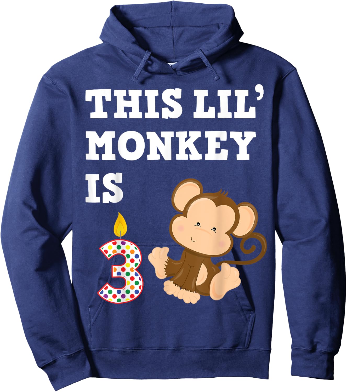 Cartoon Monkey Party Birthday 3 Year Old 3rd B-Day for Kids Hoodie - Hoodie | Navy