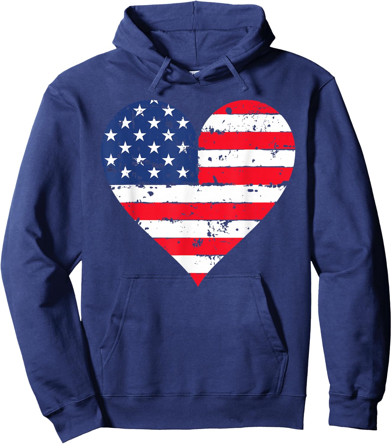 American Flag Heart 4th of July USA Patriotic Pride Hoodie - Hoodie | Navy