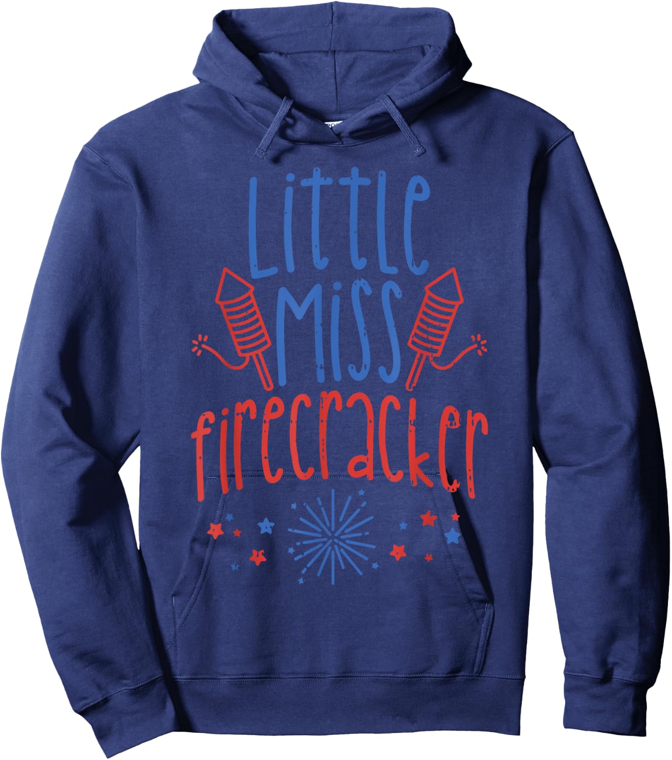 Little Miss Firecracker Funny 4th Of July Patriot Girls Gift Hoodie - Hoodie | Navy