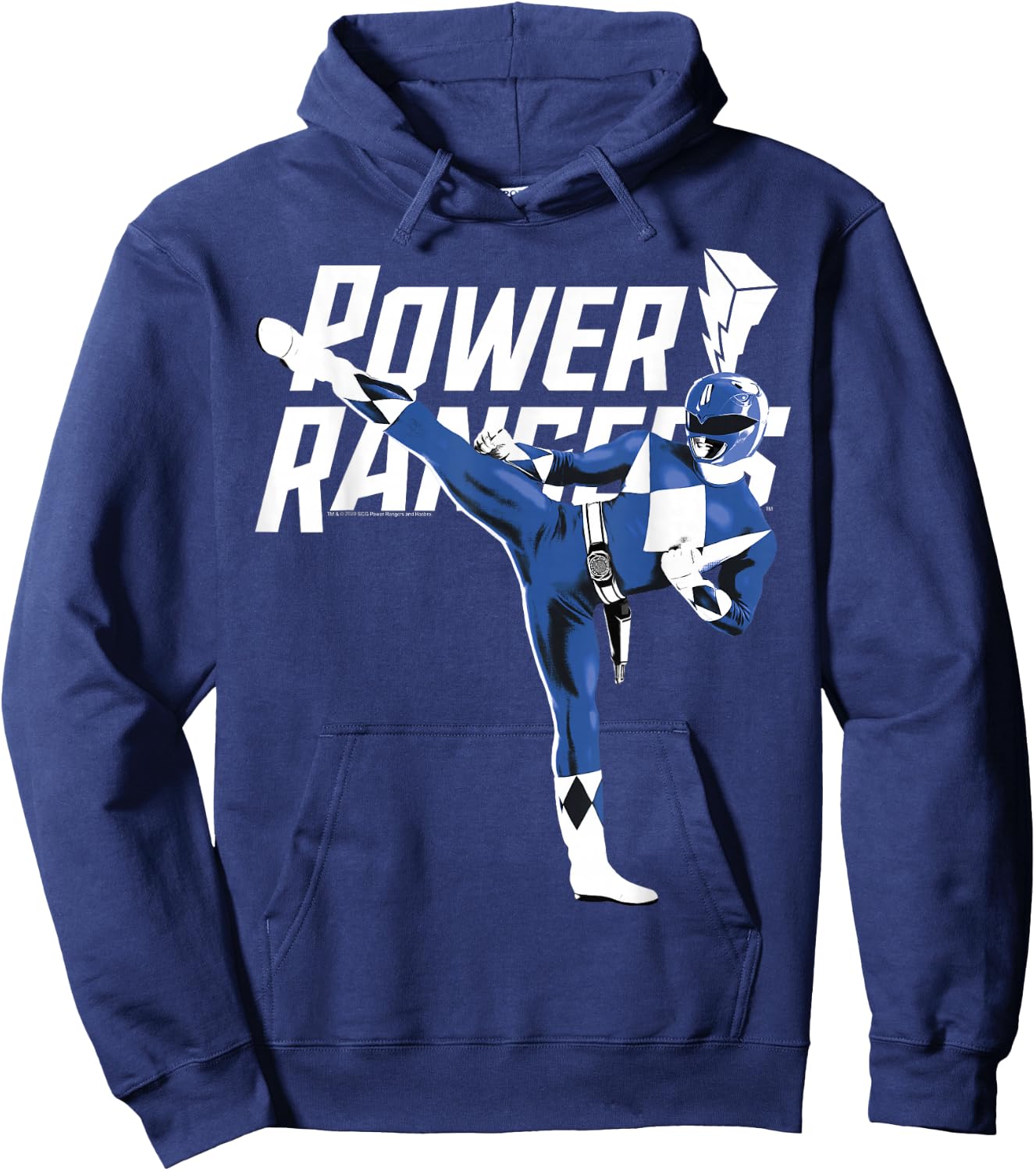 Power Rangers Blue Ranger Karate Action Pose Logo Hoodie - Hoodie | Navy