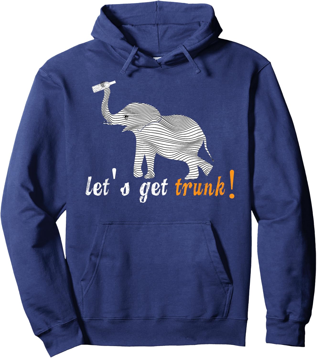 Let's Get Trunk / Drunk Funny Cartoon Elephant Pun T Shirt Hoodie - Hoodie | Navy